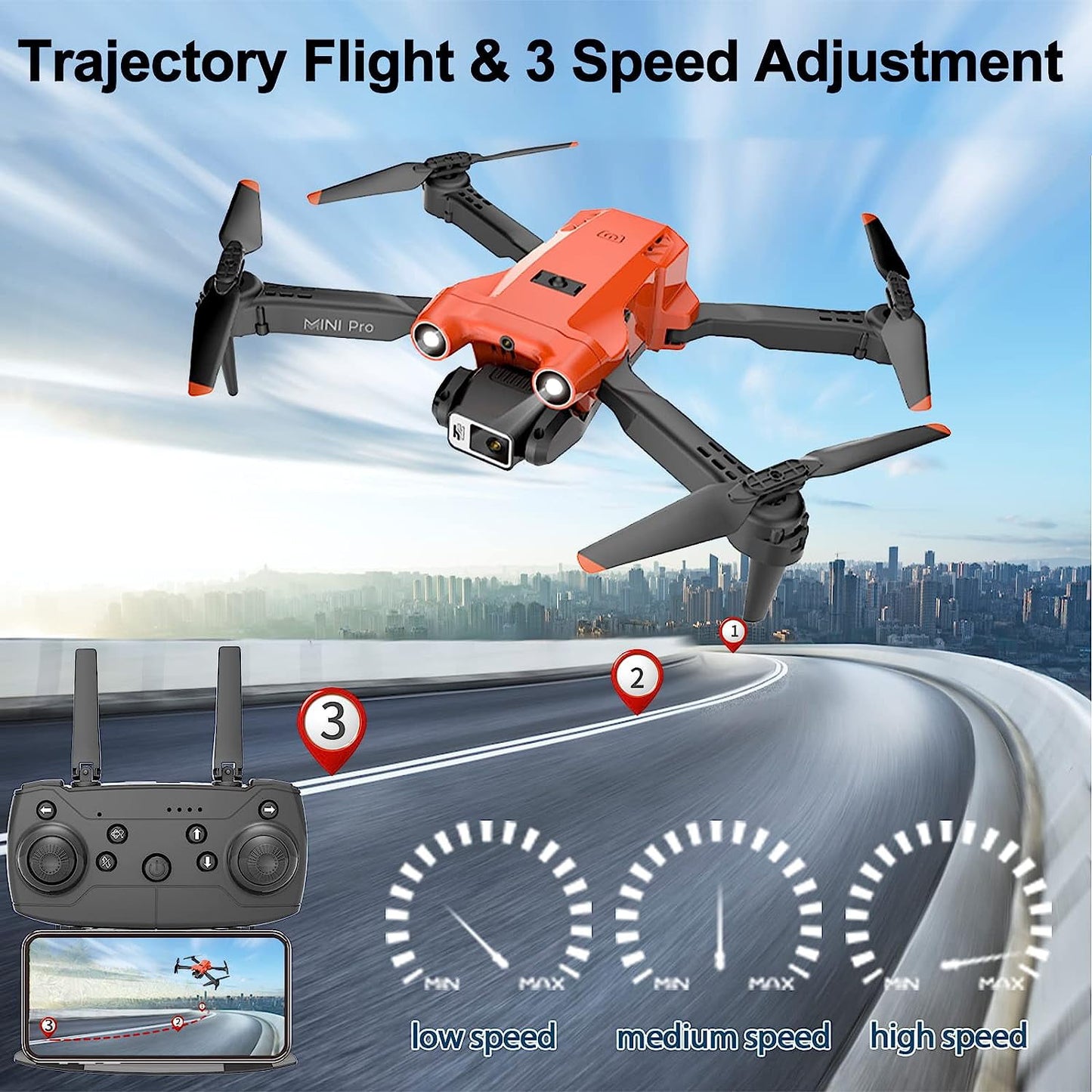 BEEPRINCESS Drone with Dual Camera for Adults Kids, 1080P HD FPV Camera Drones with Carrying Case, 2 Batteries, 120° Adjustable Lens, Foldable RC Quadcopter Toy Gift for Boys Girls
