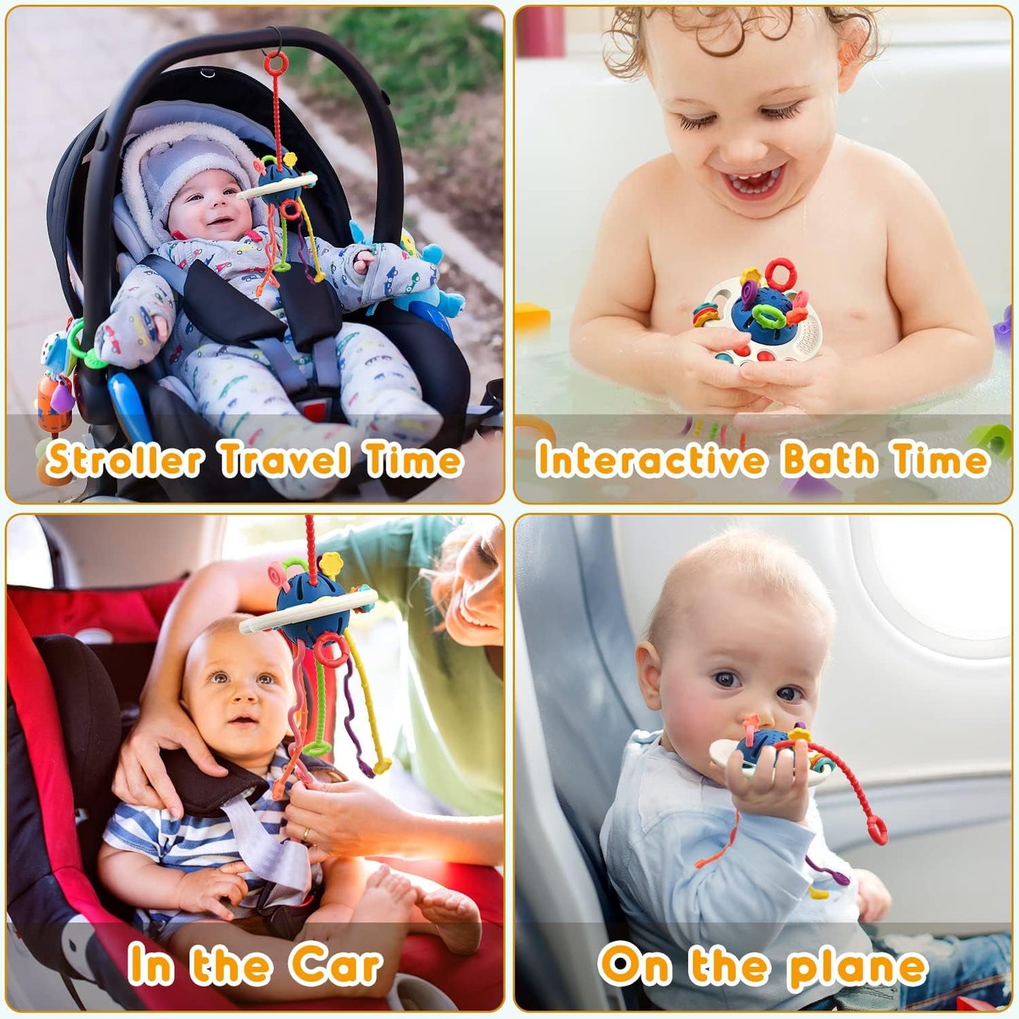 BEEPRINCESS Baby Montessori Sensory Toys for 12-18 Months, Travel Pull String Toy for 0-6 Months, Developing Fine Motor Skill, Multi-Sensory Activity Toy for 1 Year Old, Birthday Gift for Toddlers