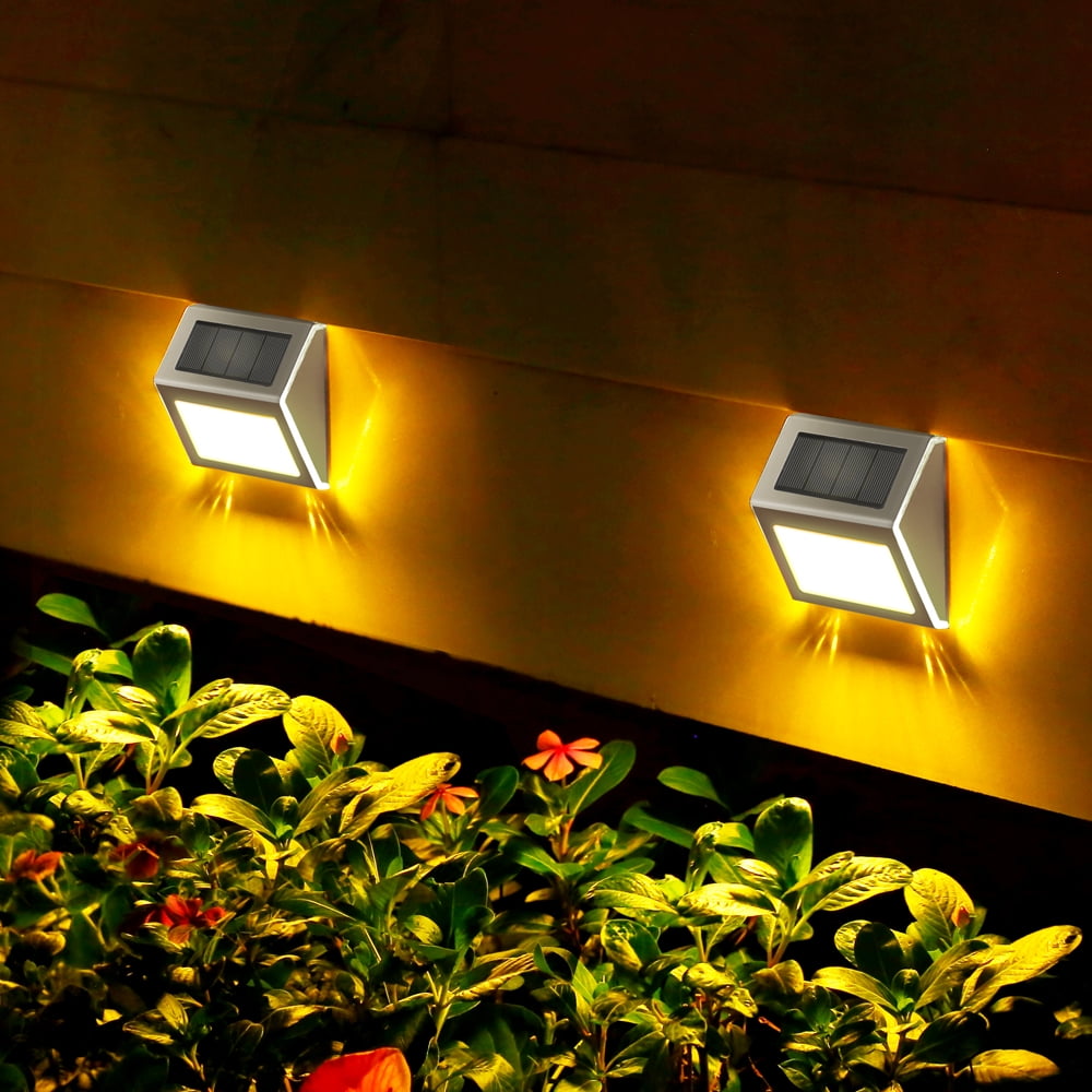 BEEPRINCESS Solar Fence Lights, Solar Outdoor Lights Stainless Steel Solar Deck Light Waterproof LED Solar Step Lighting for Garden Yard Patio Deck, Warm White, 6 Pack