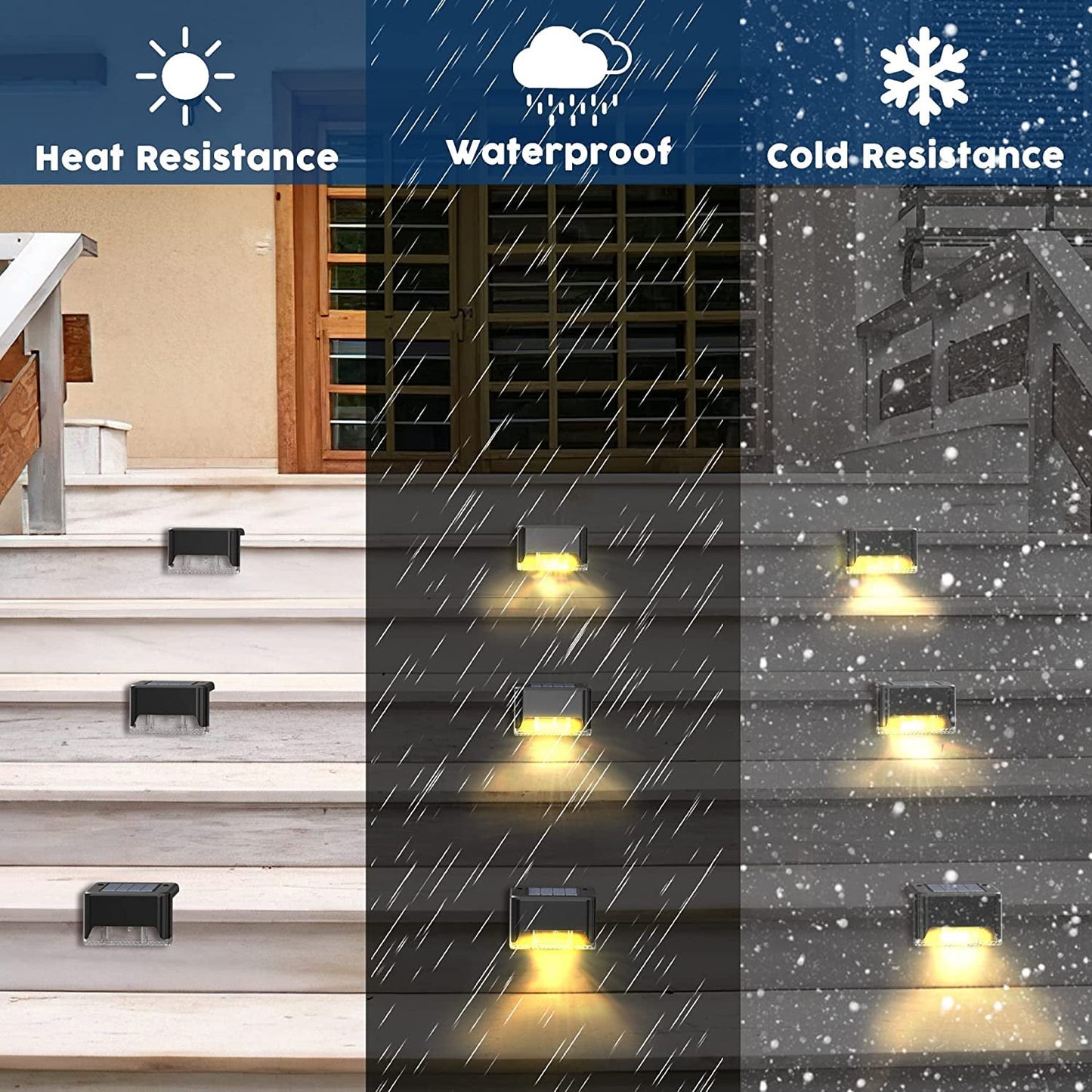 BEEPRINCESS Solar Deck Lights Outdoor, 16 Pack Solar Step Lights Waterproof LED Solar Lights for Outdoor Decks, Railing,Stairs, Step, Fence, Yard, and Patio Christmas Decoration Lights(Warm White)