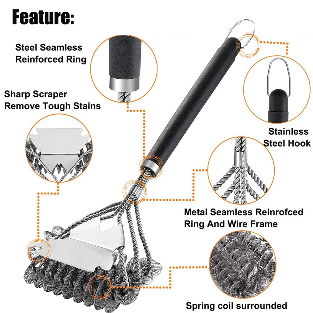 BEEPRINCESS Grill Brush and Scraper Bristle Free – Safe BBQ Brush for Grill – 16.5'' Stainless Grill Grate Cleaner for Porcelain/Weber Gas/Charcoal Grill – Gifts for Grill Wizard