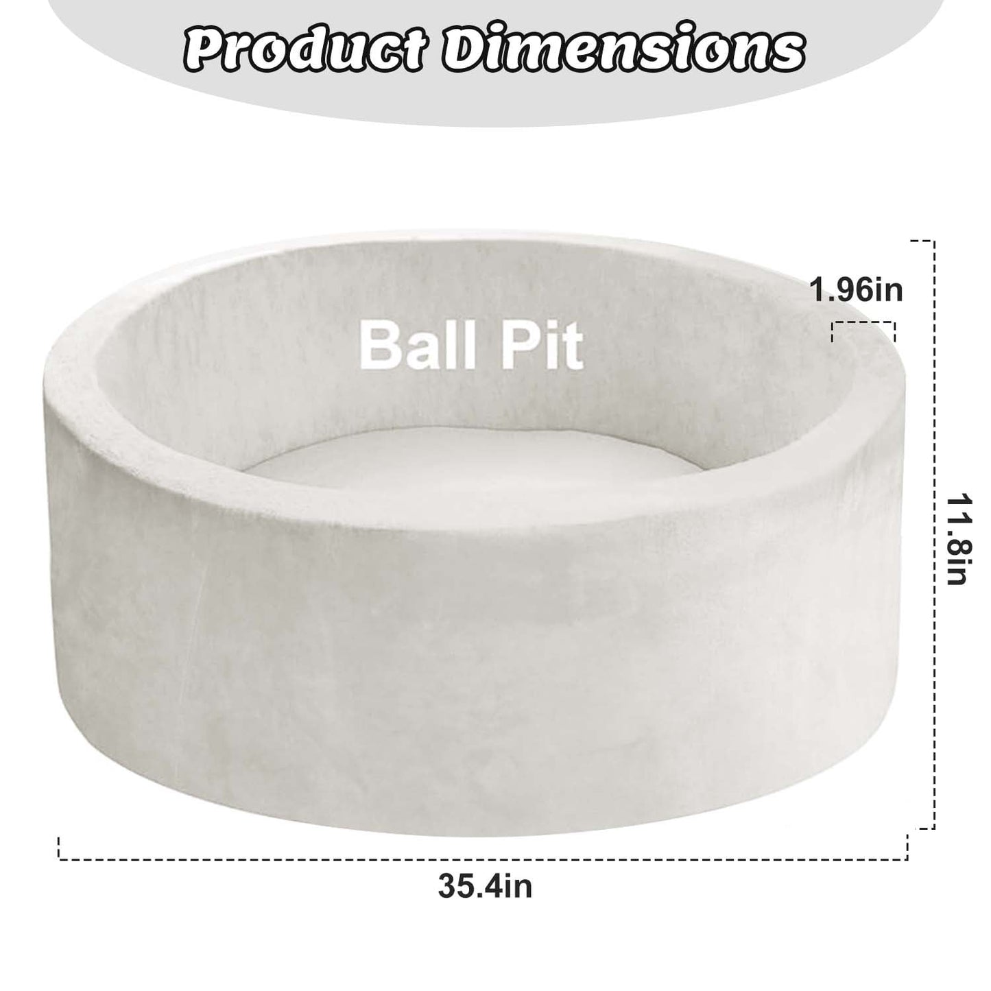 BEEPRINCESS Foam Ball Pit - Soft Play for Baby Infants and Toddlers Ages 1-3, Round Shape, No Balls Included, White