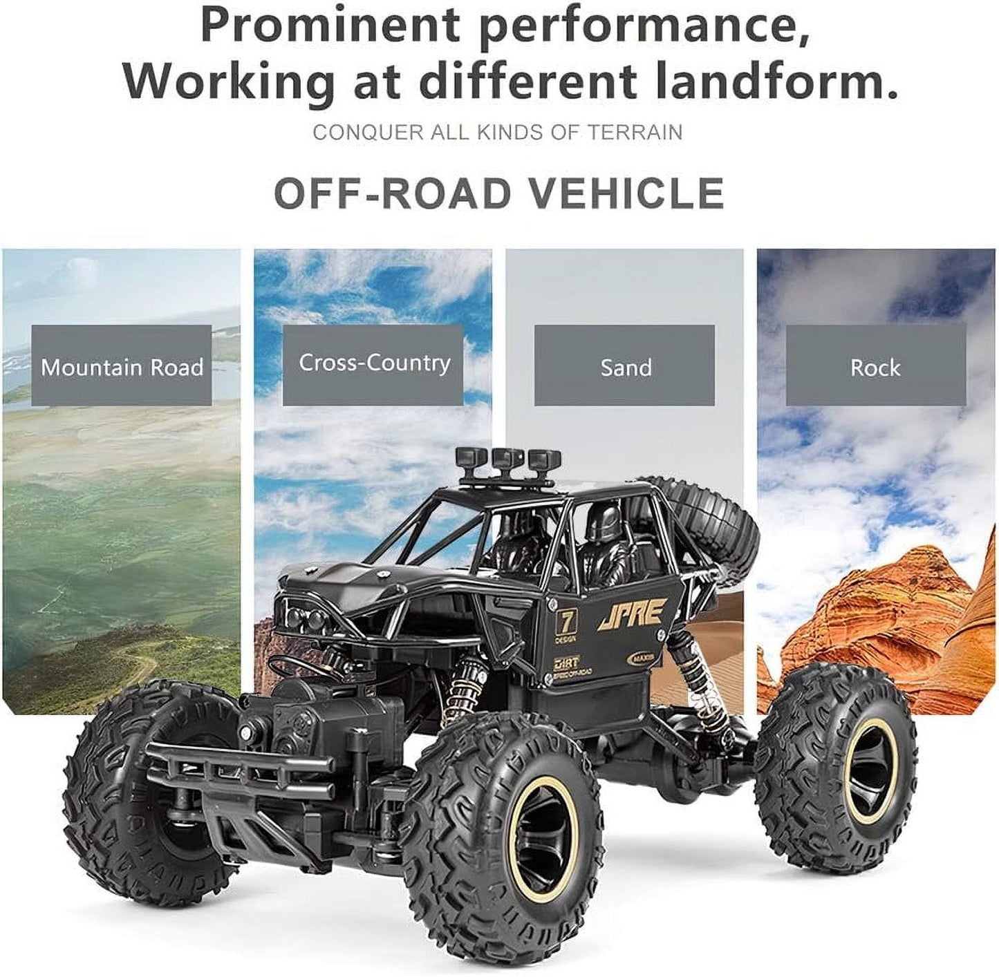 BEEPRINCESS RC Cars Car 1:16 Scale All Terrain Off Road Monster Truck 4WD Electric Vehicle, 2 Batteries for 40 Minutes Running Time