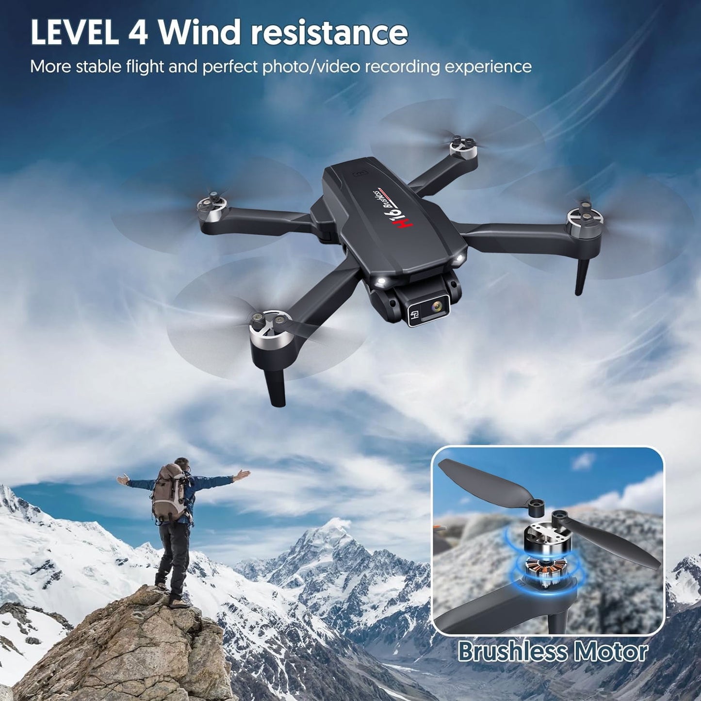 BEEPRINCESS H16 Drone with Camera for Adults 4K, Foldable Drone for Beginners with Brushless Motor, Optical Flow Positioning, with 2 Batteries and Carrying Case