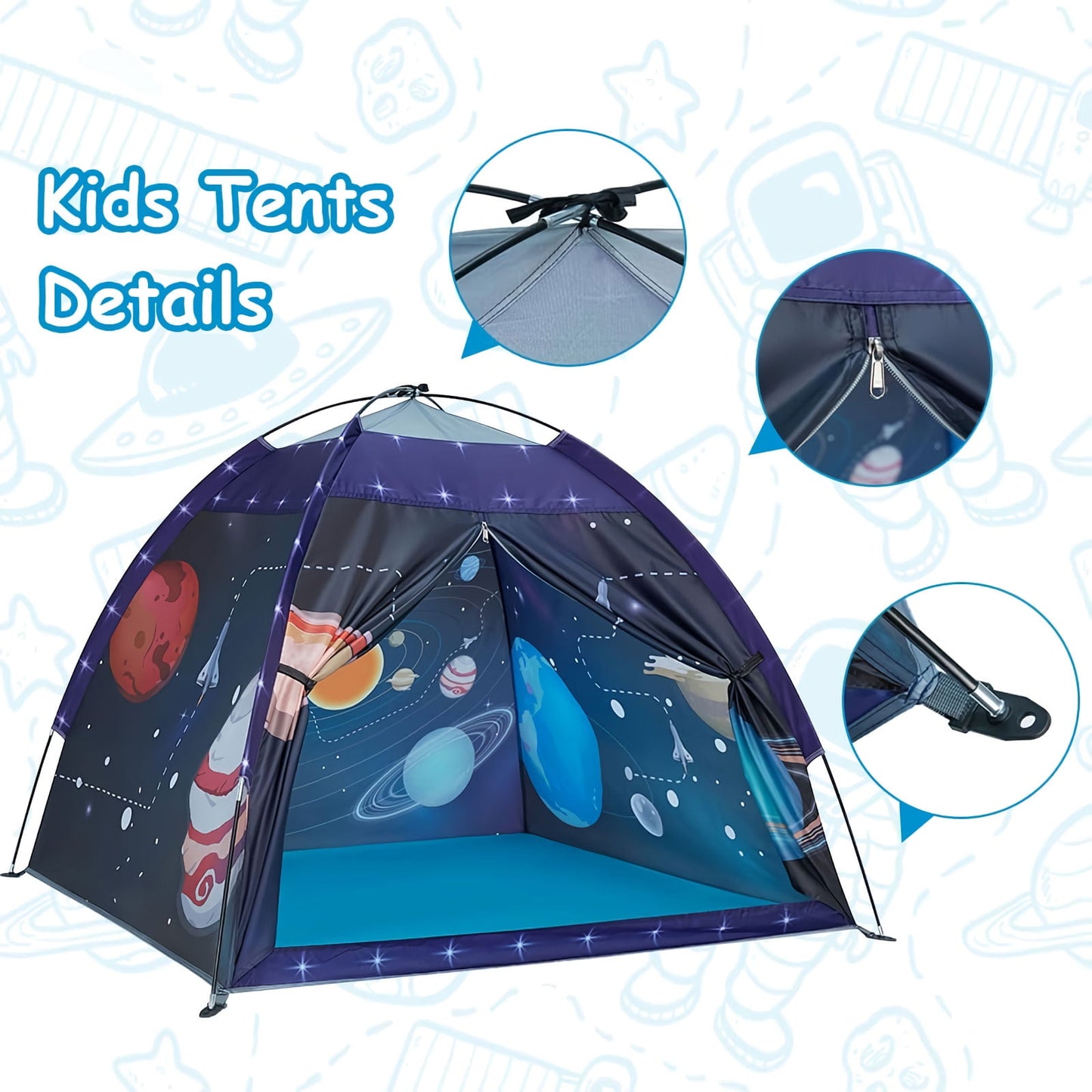 BEEPRINCESS Portable Unisex Kids Space World Play Tents, Blue