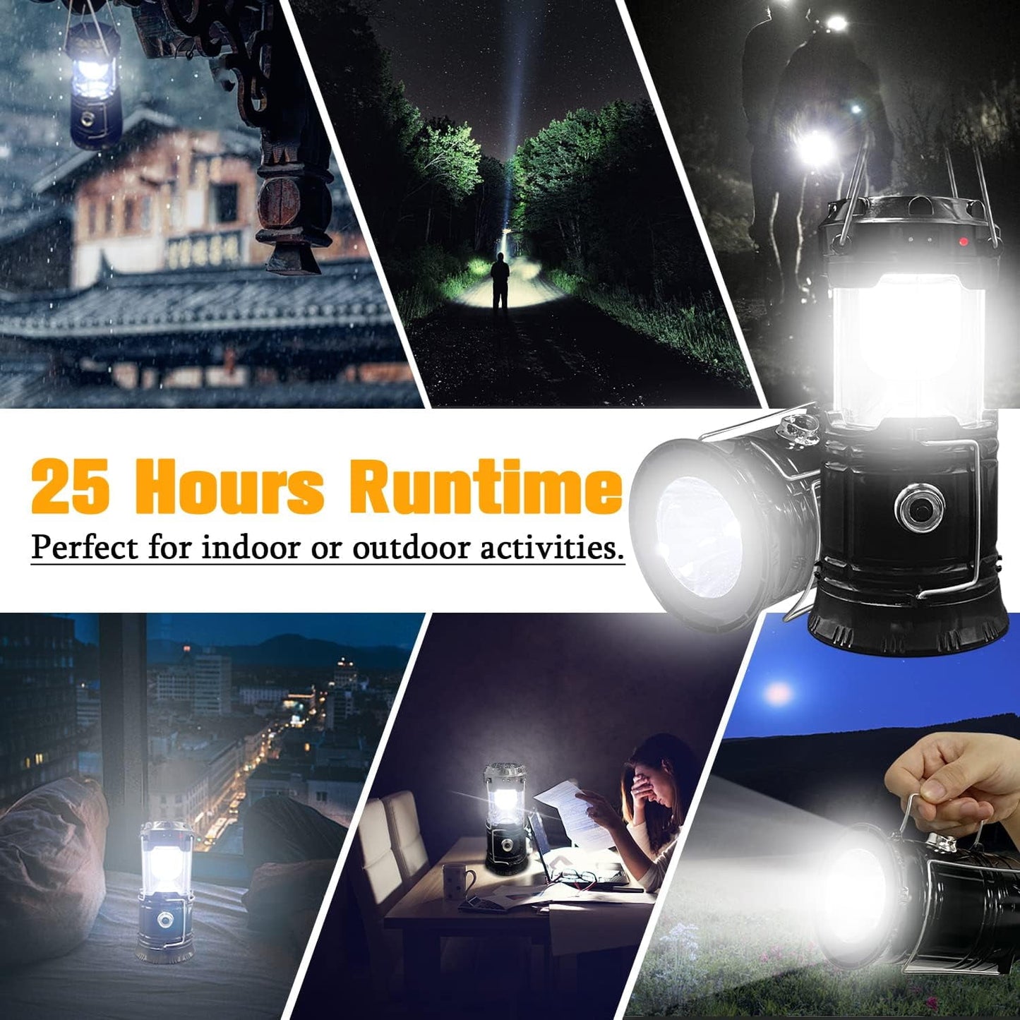 BeePrincess 2 Pack LED Camping Lantern, Solar & USB Rechargeable, Collapsible Portable Light for Camping, Hiking, Emergencies, Hurricanes, Storms