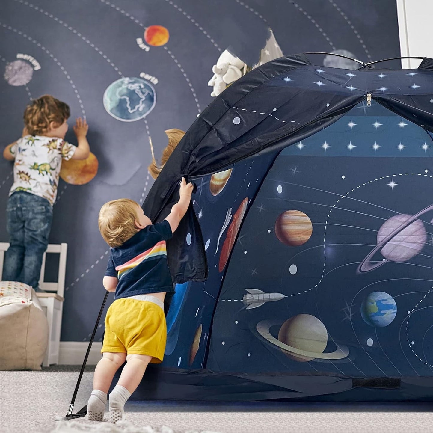 BEEPRINCESS Portable Unisex Kids Space World Play Tents, Blue