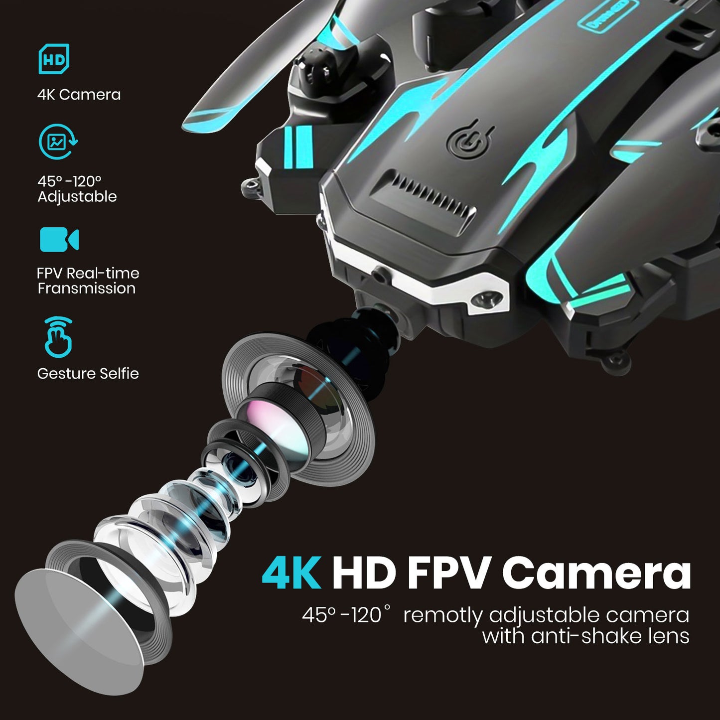 BeePrincess 1080P HD Camera Drone for Beginners and Kids, Foldable Quadcopter with FPV, Gesture Control, Carrying Case, One-Key Take Off/Land, 360° Flip, Waypoint Fly