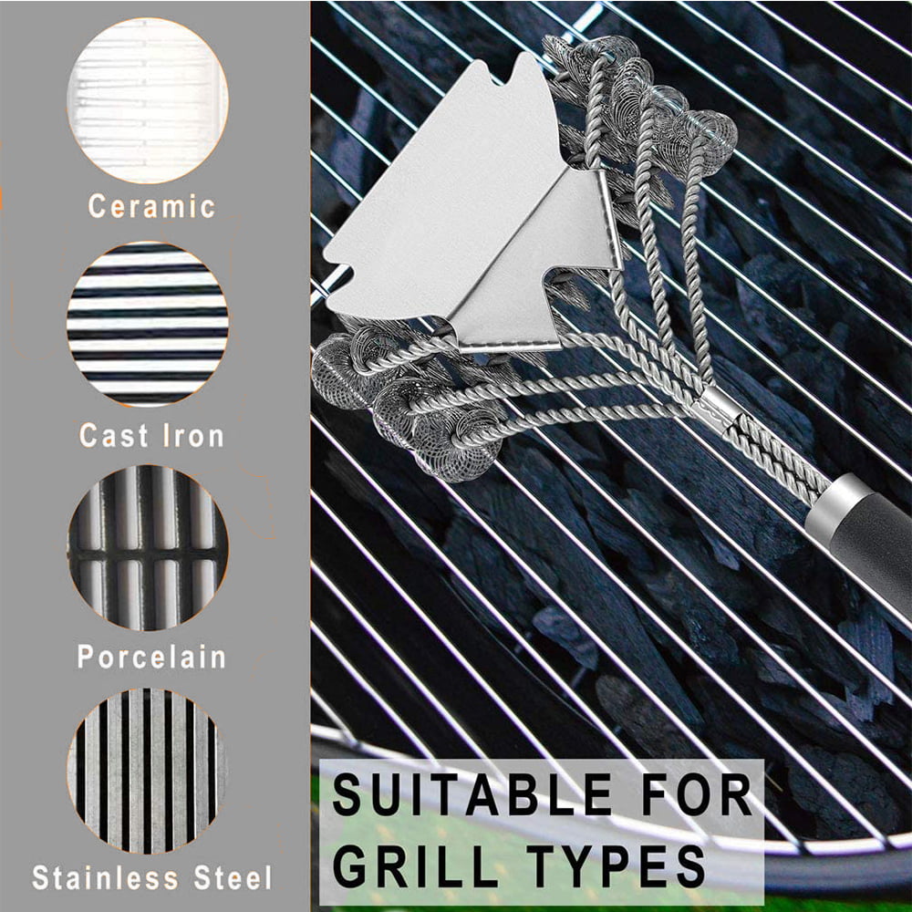 BEEPRINCESS Grill Brush and Scraper Bristle Free – Safe BBQ Brush for Grill – 16.5'' Stainless Grill Grate Cleaner for Porcelain/Weber Gas/Charcoal Grill – Gifts for Grill Wizard