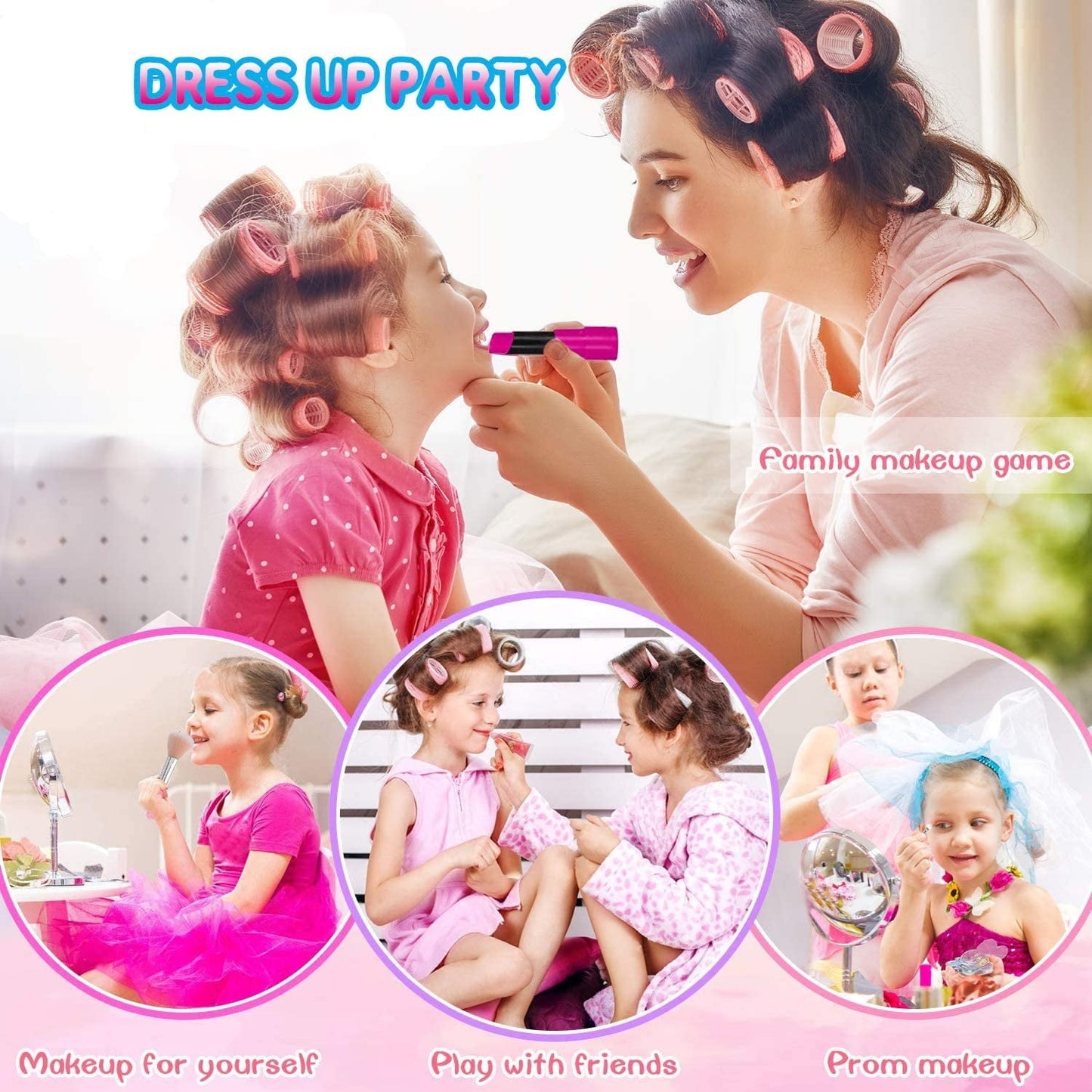 BEEPRINCESS 12 Pcs Kids Makeup Toy Kit for Girls, Washable Makeup Set Toy with Cosmetic Bag for Little Girl, Pretend Play Makeup Beauty Set Birthday Toys Gift for 3 4 5 6 7 8 Years Old girls