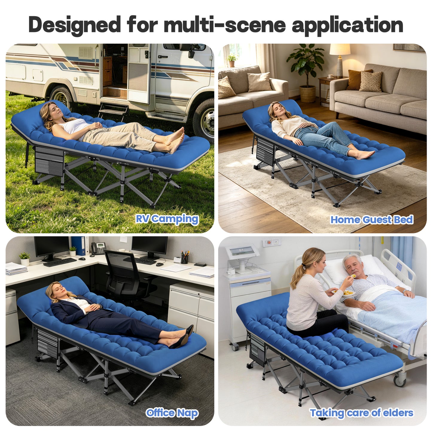 ELFWOLF Camping Cot for Adults, 500lb Heavy Duty Folding Cot with Carry Bag, 75 x 28.3 in Portable Sleeping Cot for Indoor Outdoor Use