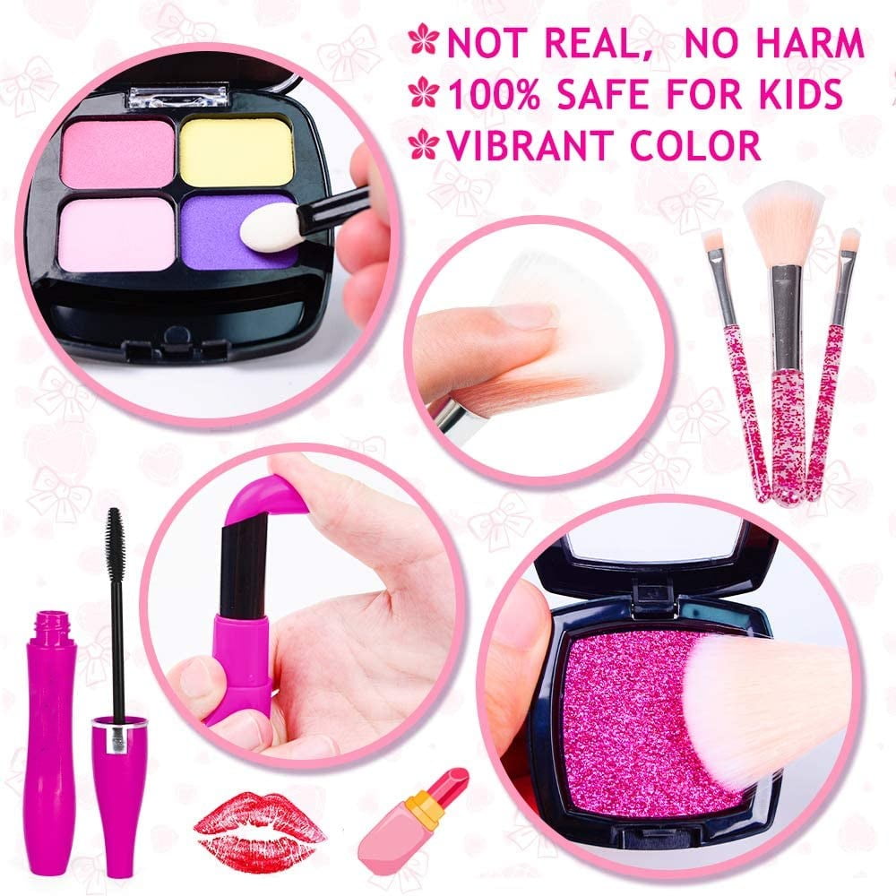 BEEPRINCESS 12 Pcs Kids Makeup Toy Kit for Girls, Washable Makeup Set Toy with Cosmetic Bag for Little Girl, Pretend Play Makeup Beauty Set Birthday Toys Gift for 3 4 5 6 7 8 Years Old girls