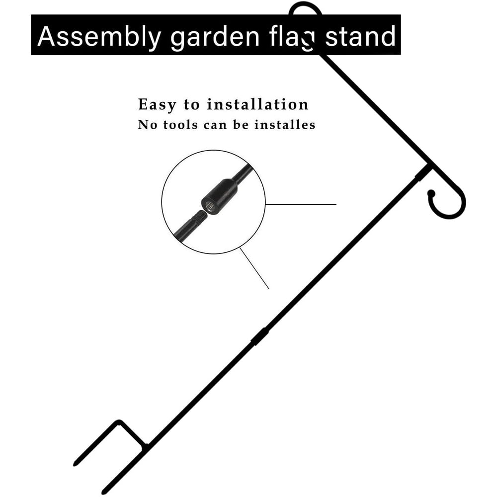 BEEPRINCESS Garden Flag Holder Stand, Premium Garden Flag Pole Holder Metal Powder-Coated Weather-Proof Paint with one Anti-Wind Clip and two Spring Stoppers without Flag