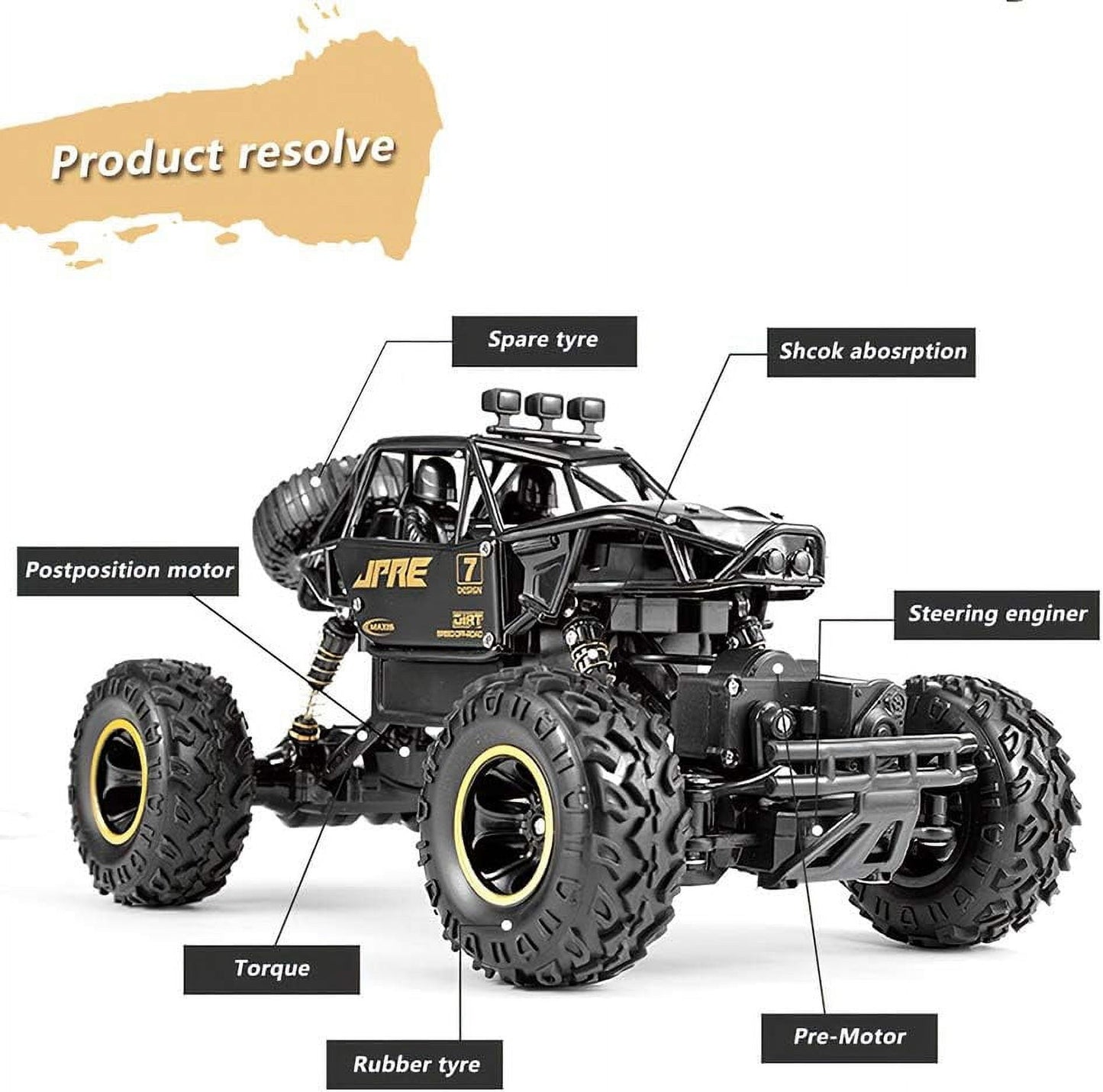 BEEPRINCESS RC Cars Car 1:16 Scale All Terrain Off Road Monster Truck 4WD Electric Vehicle, 2 Batteries for 40 Minutes Running Time