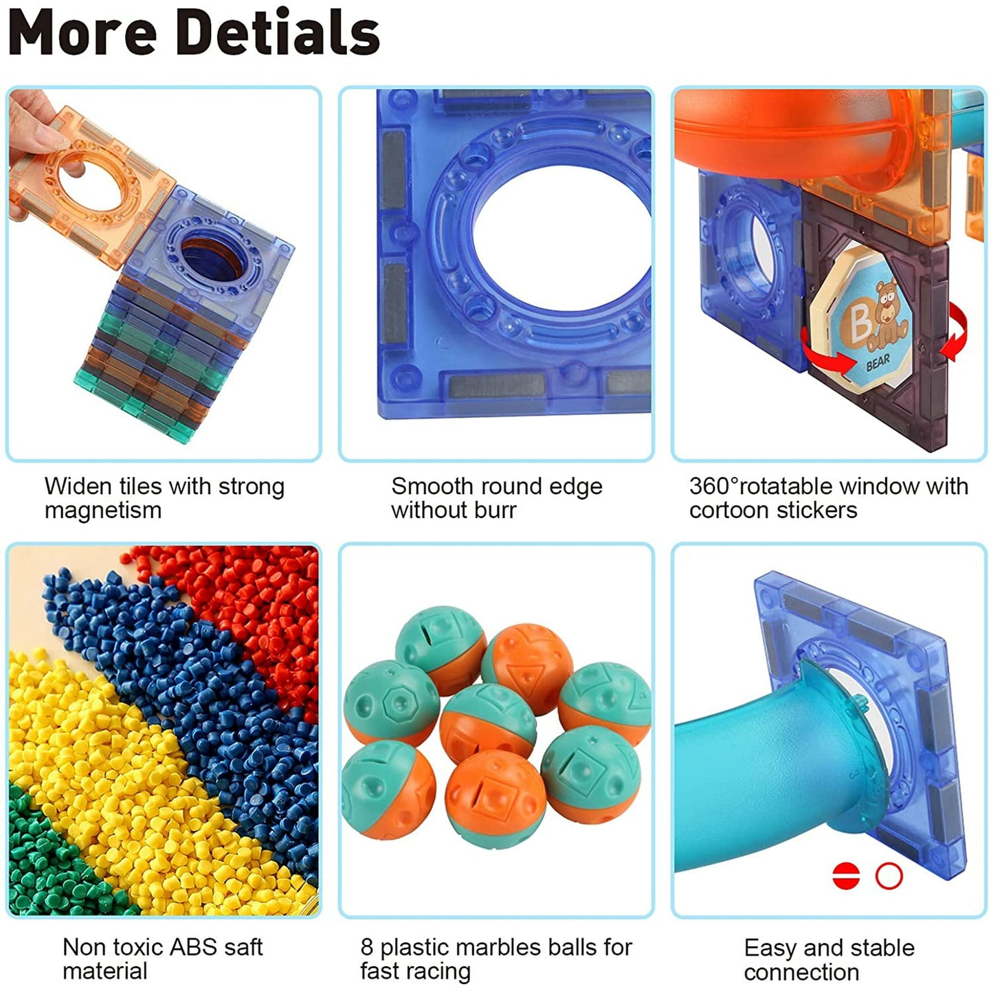 BEEPRINCESS Magnetic Tiles, 98 Pieces Magnetic Marble Run, 3D Magnetic Building Blocks for Kids, STEM Certified | Ages Children to Adult 3+