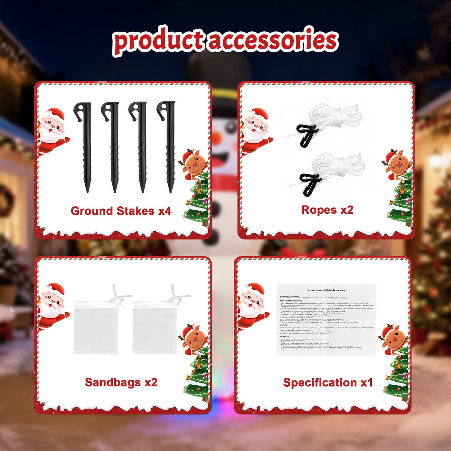 BeePrincess 7FT Christmas Inflatable Snowman & Gingerbread Men Set - Outdoor LED Decor with Adorable Trio for Yard, Garden Winter Decorations