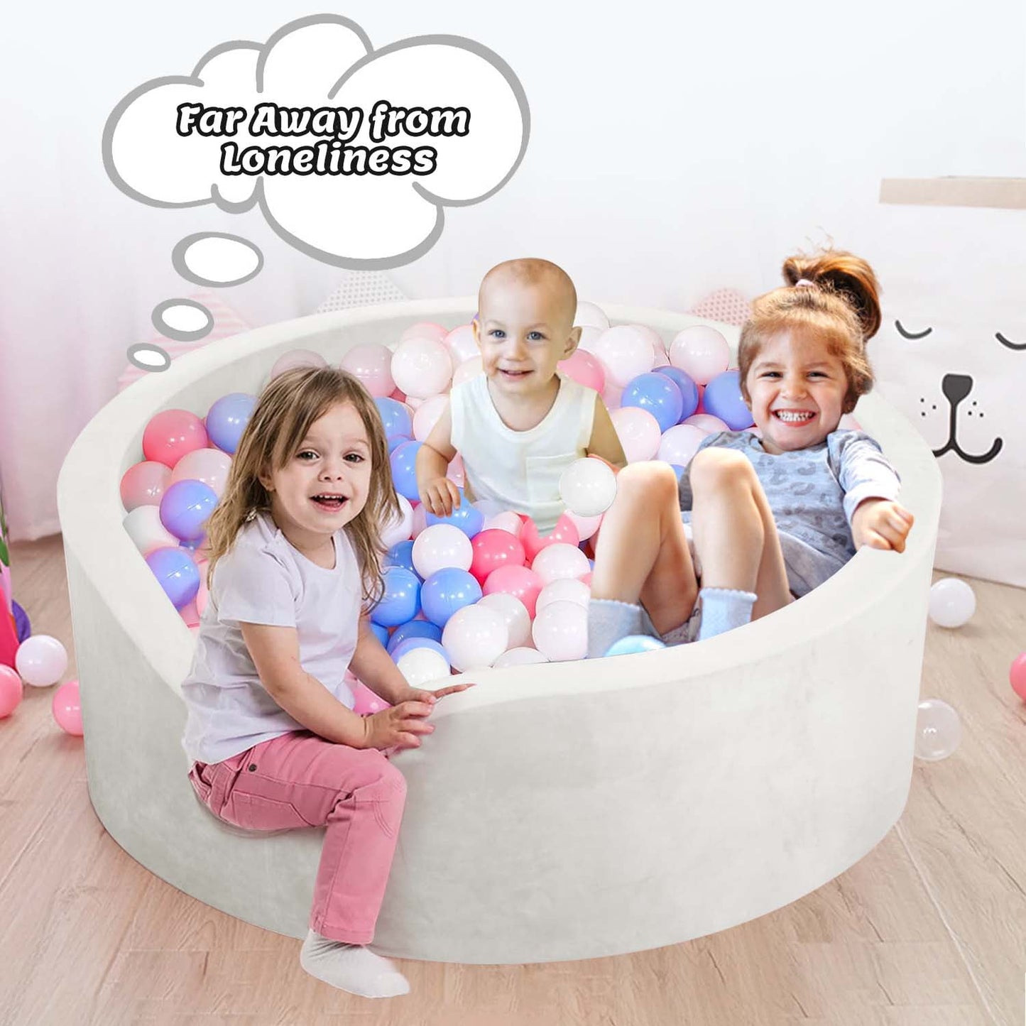 BEEPRINCESS Foam Ball Pit - Soft Play for Baby Infants and Toddlers Ages 1-3, Round Shape, No Balls Included, White