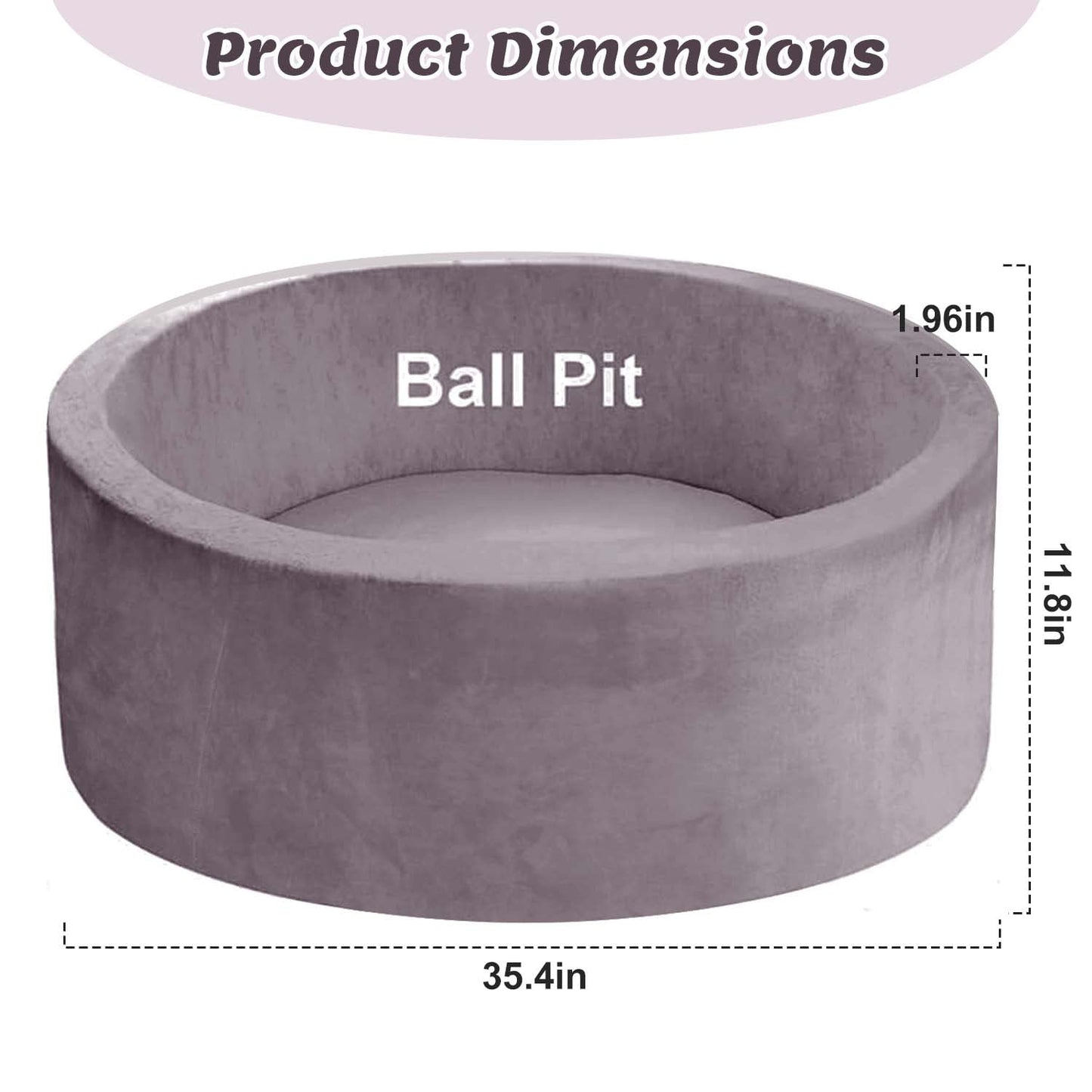 BEEPRINCESS Foam Ball Pit - Soft Play for Baby Infants and Toddlers Ages 1-3, Round Shape, No Balls Included, Gray