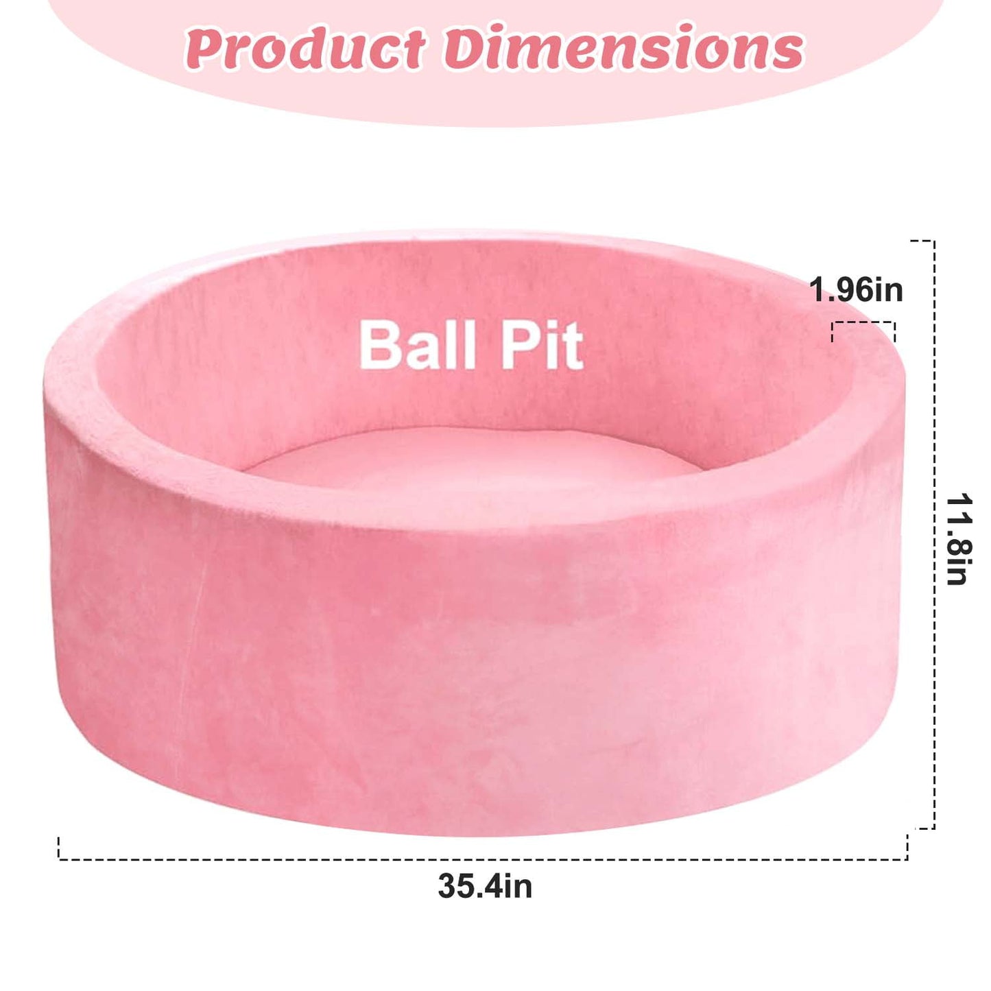 BEEPRINCESS Foam Ball Pit - Soft Play for Baby Infants and Toddlers Ages 1-3, Round Shape, No Balls Included, Pink
