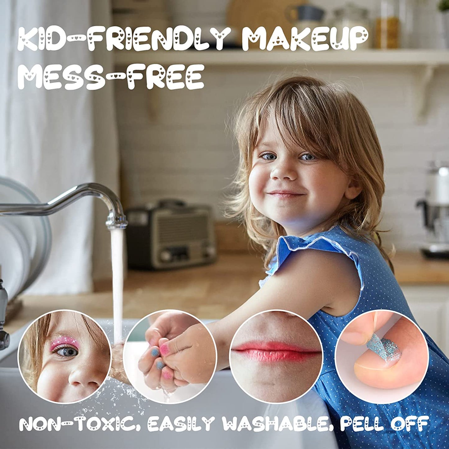 BEEPRINCESS Kids Makeup Toy Kit for Girl, 21pcs Washable Kids Play Pretend Makeup Set for 3 4 5 6 7 8 Year Olds Girl Christmas Birthday Gifts