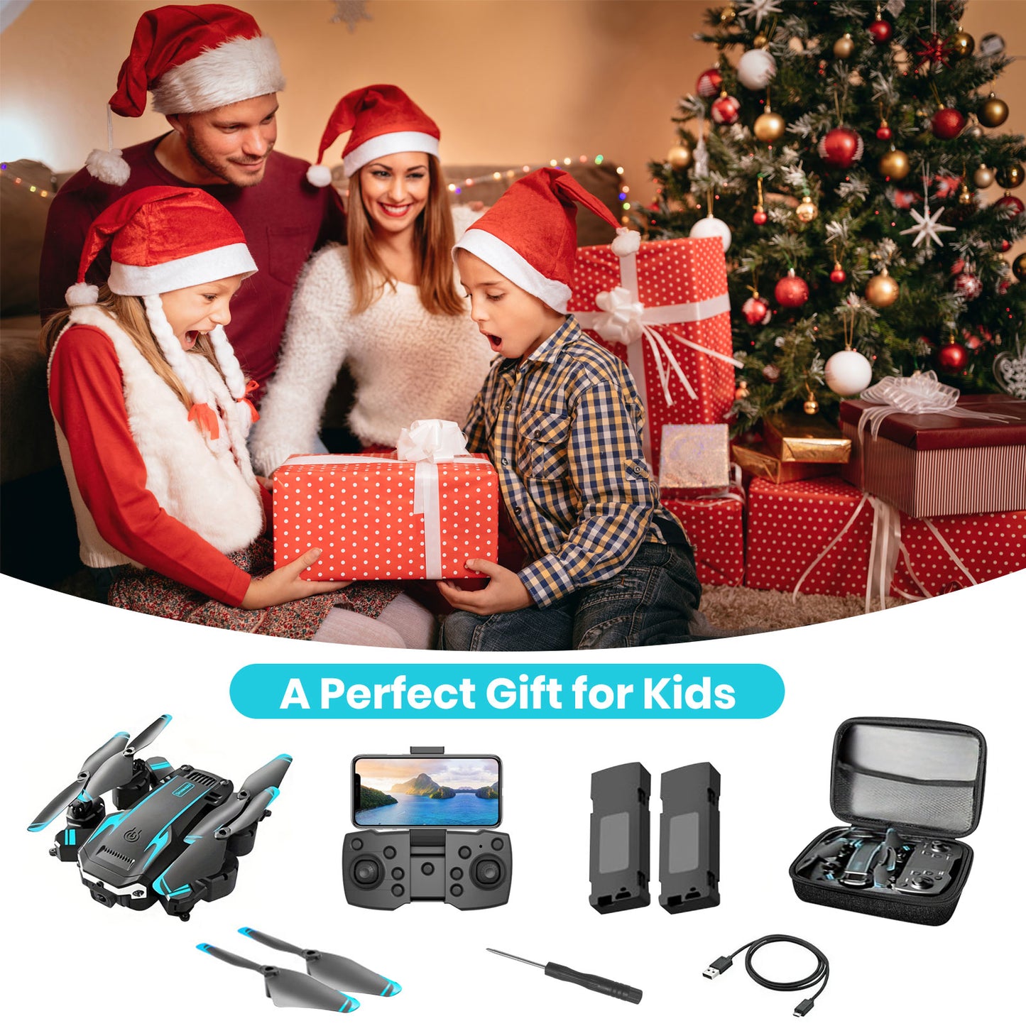 BeePrincess 1080P HD Camera Drone for Beginners and Kids, Foldable Quadcopter with FPV, Gesture Control, Carrying Case, One-Key Take Off/Land, 360° Flip, Waypoint Fly
