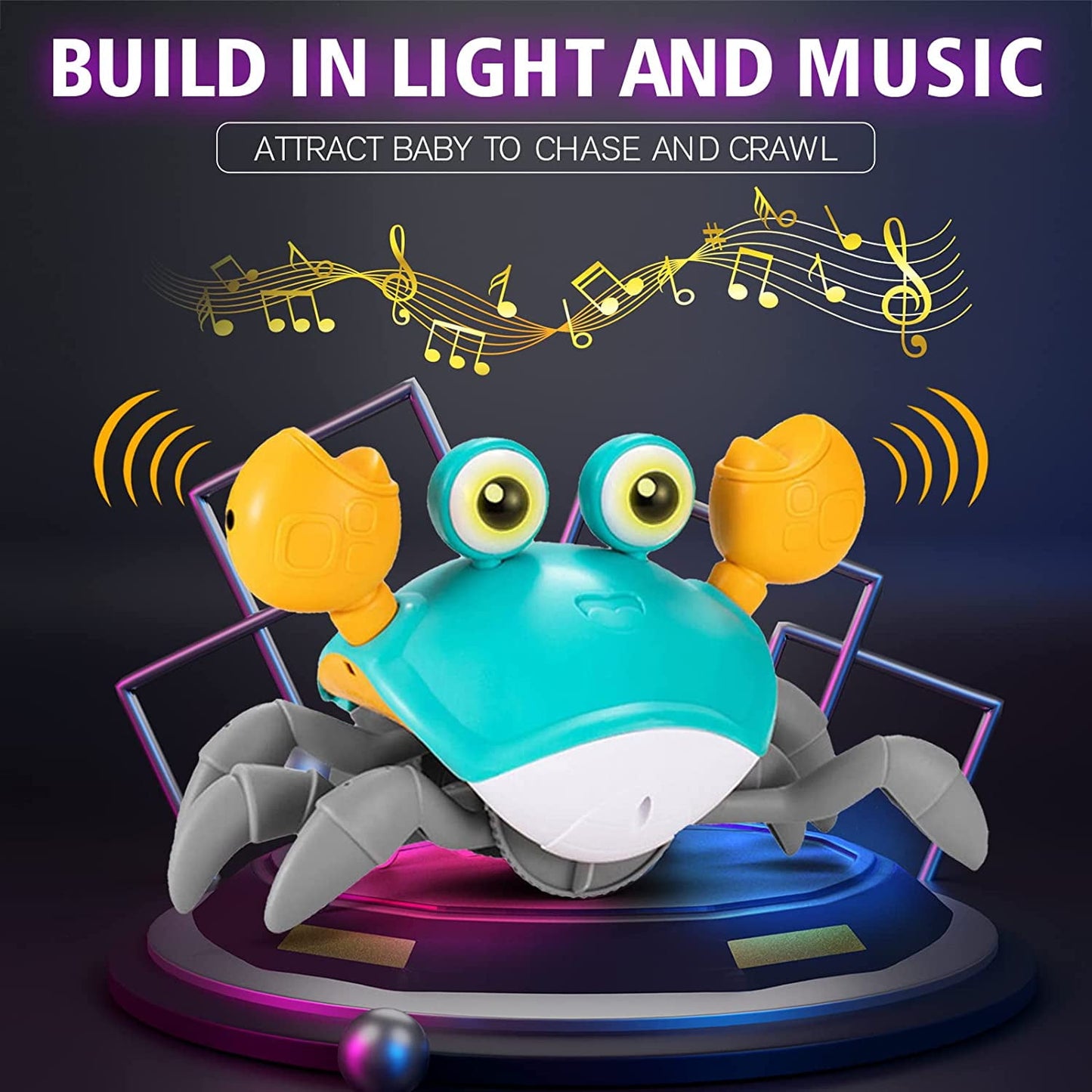 BEEPRINCESS Baby Toys Crawling Crab, Rechargeable Tummy Time Baby Walkers Toys with Music and LED Light, Toddlers Sensory Interactive Christmas Birthday Gifts for 1-3 3-8 Years Old Boys Girls