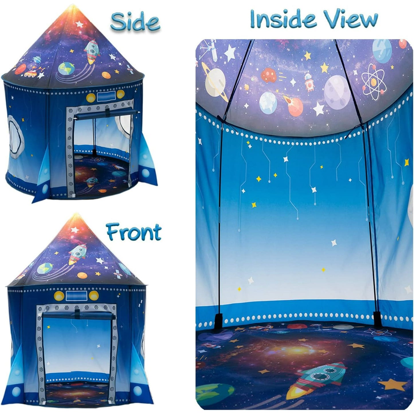BeePrincess Rocket Ship Kids Play Tent, Astronaut Spaceship Space Themed Pop up Play Tent, Pretend Playhouse Indoor Outdoor Game Party Children, Birthday Gift Playhouse Toy for Boys Girls Toddler
