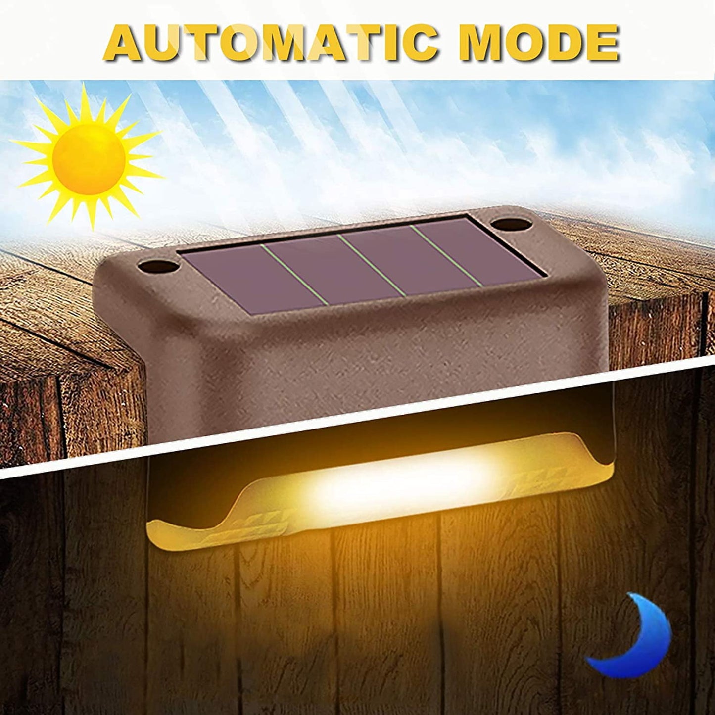 BEEPRINCESS 8 Pack Solar Deck Lights Fence Post Solar Lights for Patio Pool Stairs Step and Pathway, Weatherproof LED Deck Lights Solar Powered Outdoor Lights(Brown - Warm White)