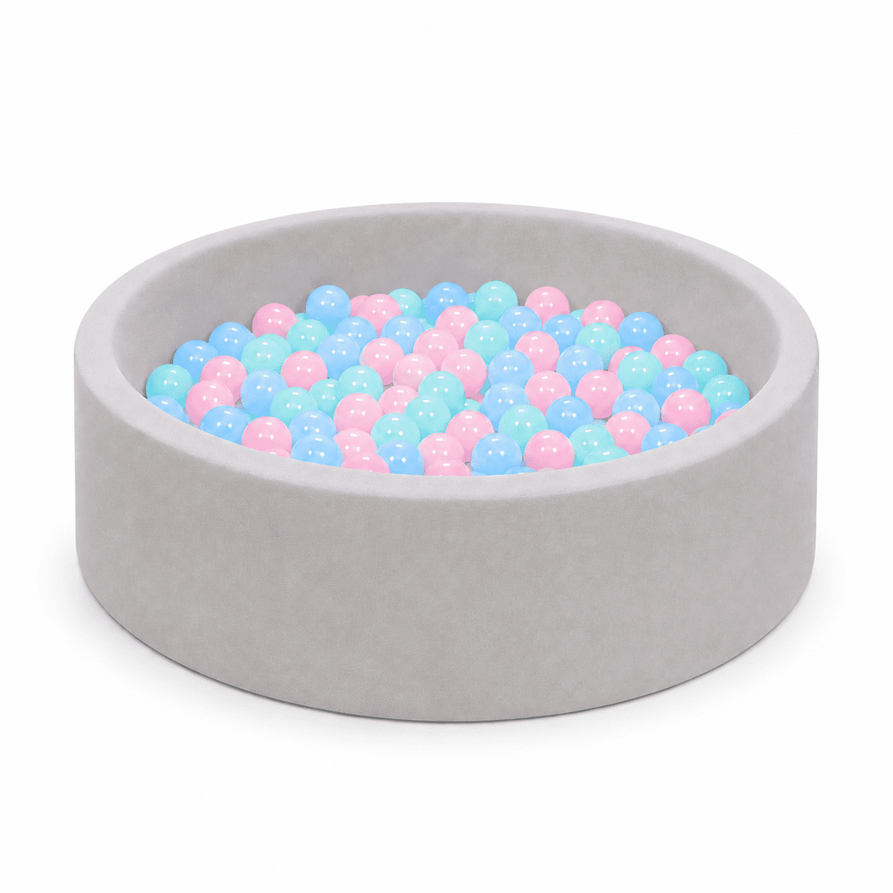 BEEPRINCESS Ball Pit with 100 Balls for Infants & Toddlers Ages 1-3 - Soft Memory Foam, Round Shape, 35" x 12", Gray