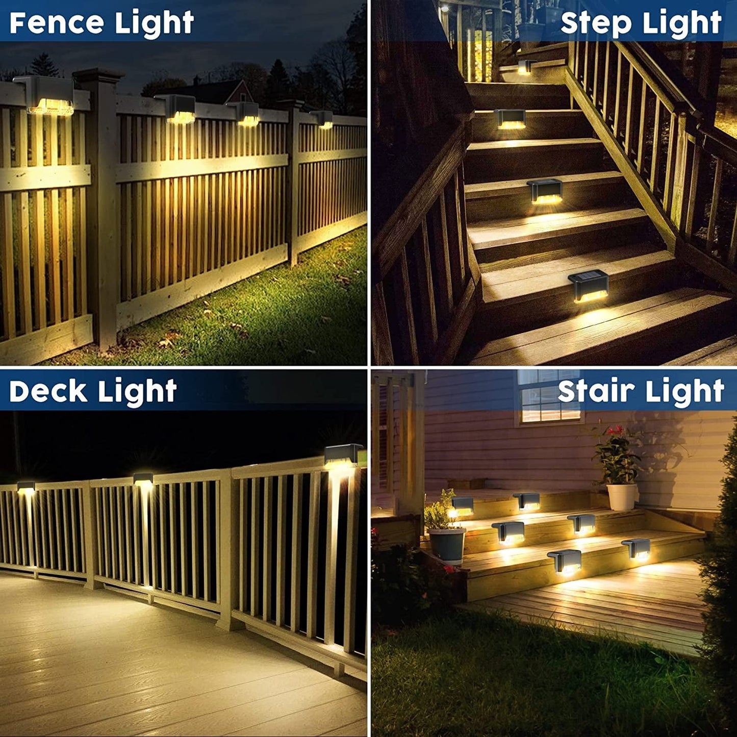 BEEPRINCESS Solar Deck Lights Outdoor, 16 Pack Solar Step Lights Waterproof LED Solar Lights for Outdoor Decks, Railing,Stairs, Step, Fence, Yard, and Patio Christmas Decoration Lights(Warm White)