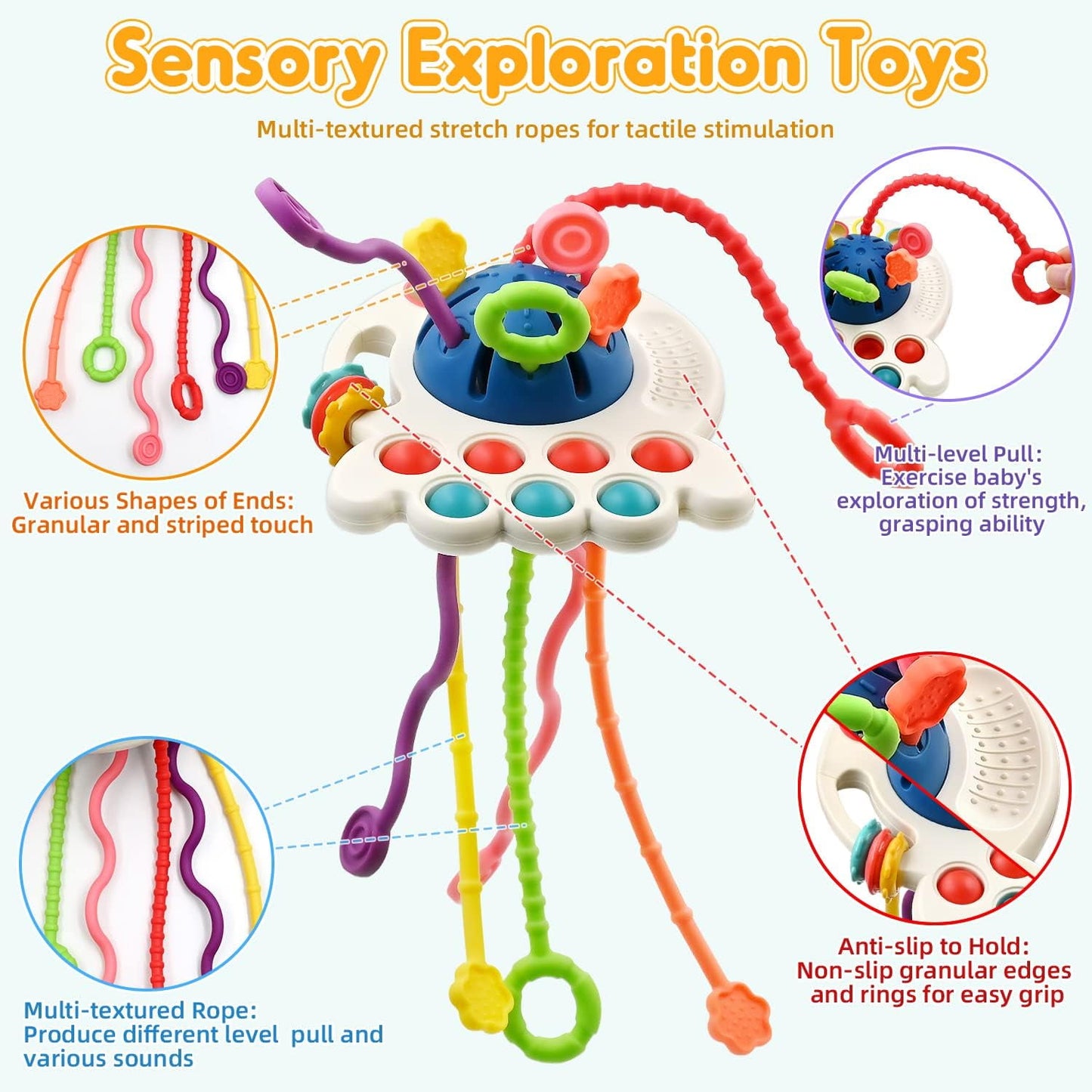 BEEPRINCESS Baby Montessori Sensory Toys for 12-18 Months, Travel Pull String Toy for 0-6 Months, Developing Fine Motor Skill, Multi-Sensory Activity Toy for 1 Year Old, Birthday Gift for Toddlers