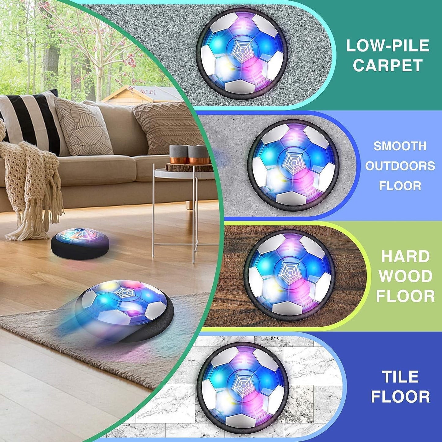 BEEPRINCESS Hover Soccer Ball, 3-in-1 Hover Hockey Ball Kids Toys Set, Indoor and Outdoor Sports Games Toys for Kids Ages 3 4 5 6 7 8-12 - Rechargeable LED Soccer Games Toys for 3-12 Year Old Boys