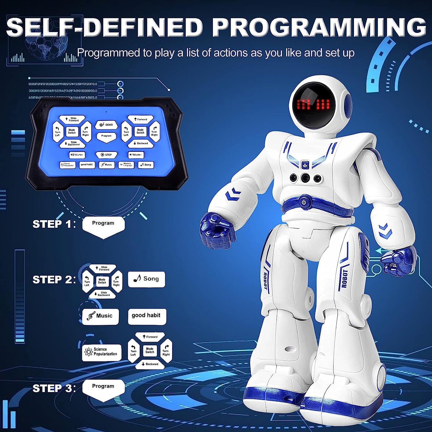BEEPRINCESS RC Robot Toys, Rechargeable Gesture Sensing Intelligent Programmable Smart Robot Toys for Kids 3-8 Years