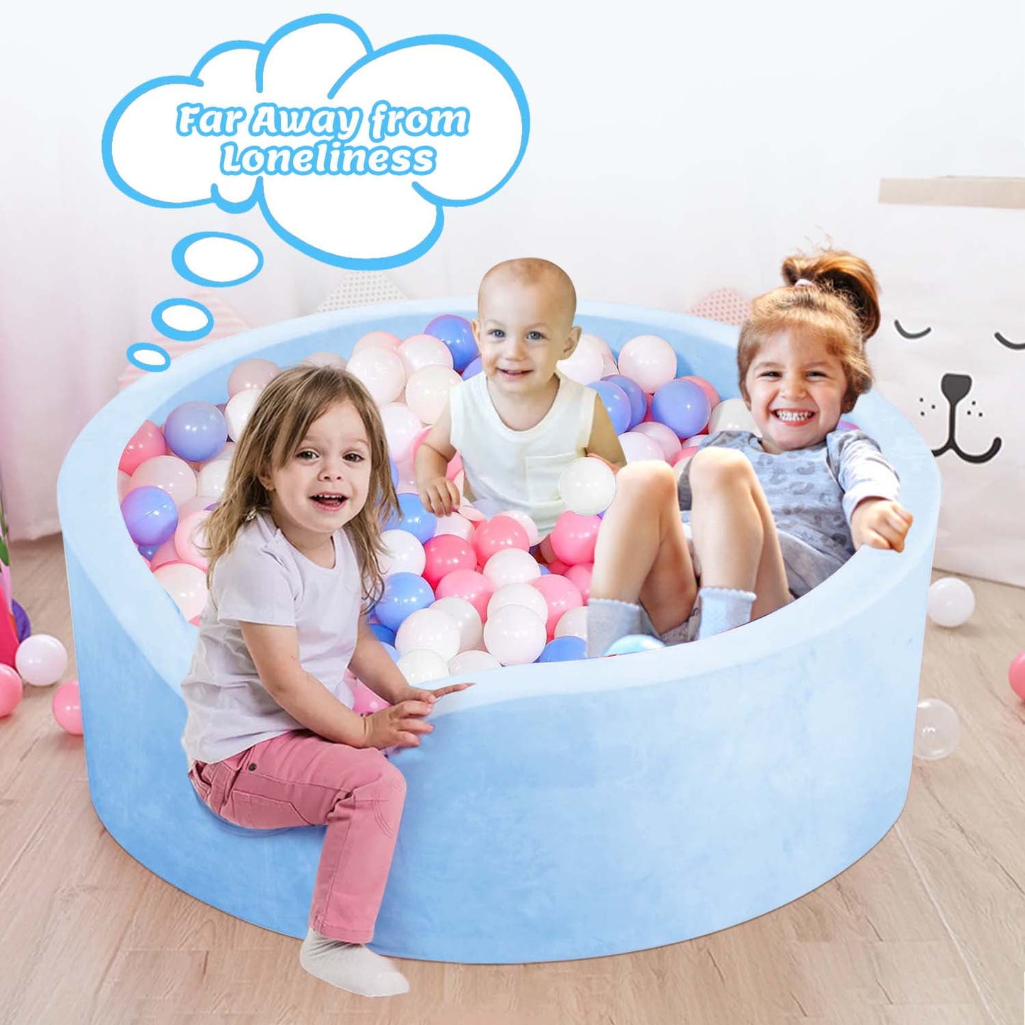 BEEPRINCESS Foam Ball Pit - Soft Play for Baby Infants and Toddlers Ages 1-3, Round Shape, No Balls Included, Blue