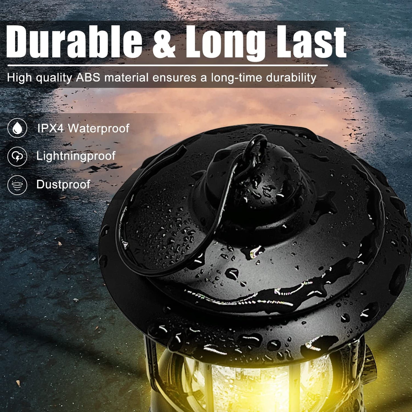 BEEPRINCESS Lightweight LED Camping Lanterns Rechargeable, Ultra Bright COB Camping Light, Waterproof, Stepless Dimming, Vintage Lanterns for Camping, Power Outage, Hurricane and Emergency