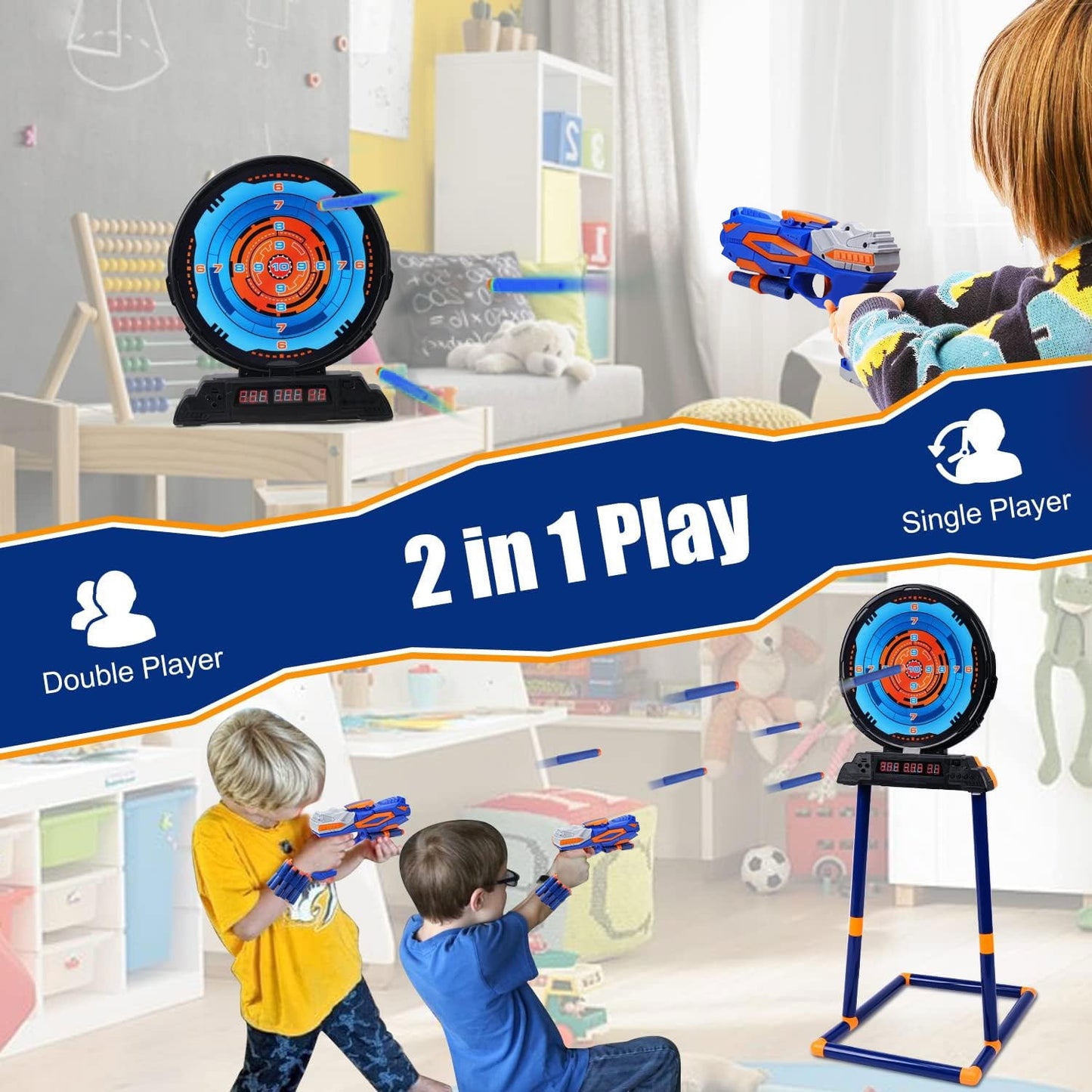 BEEPRINCESS Shooting Game Toy for Kids, Digital Targets with 2 Foam Dart Blaster, Outdoor Game Toys Gifts for 5, 6, 7, 8, 9, 10+ Year Old Boys