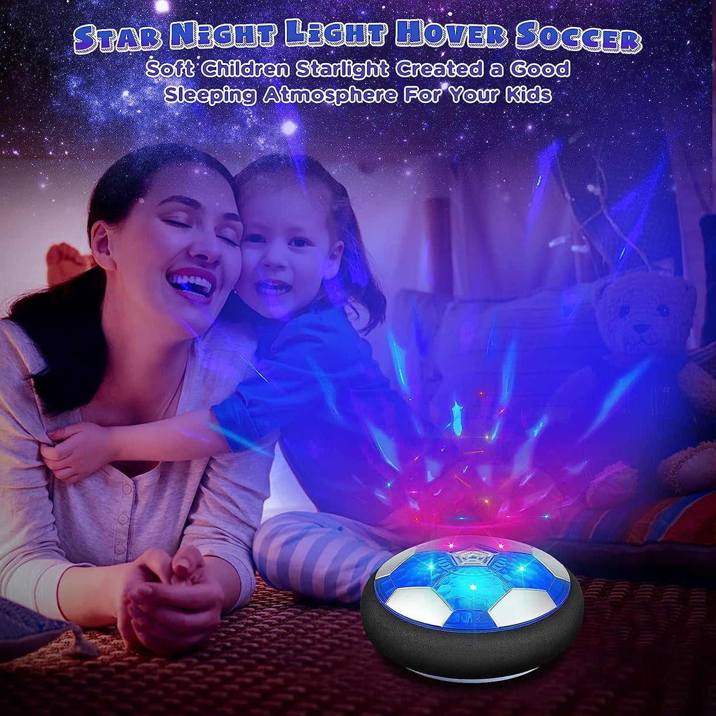 BEEPRINCESS Hover Soccer Ball, 4-in-1 Hover Hockey Ball Bowling Set for Kids, Indoor and Outdoor Sports Games Toys for Kids Ages 3-12, Rechargeable LED Soccer Games Toys for 3-12 Year Old Boys