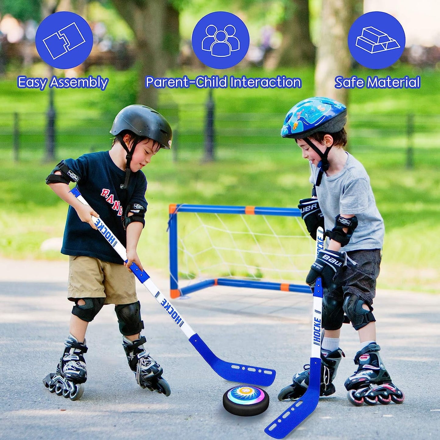 BEEPRINCESS Hover Soccer Ball, 4-in-1 Hover Hockey Ball Bowling Set for Kids, Indoor and Outdoor Sports Games Toys for Kids Ages 3-12, Rechargeable LED Soccer Games Toys for 3-12 Year Old Boys