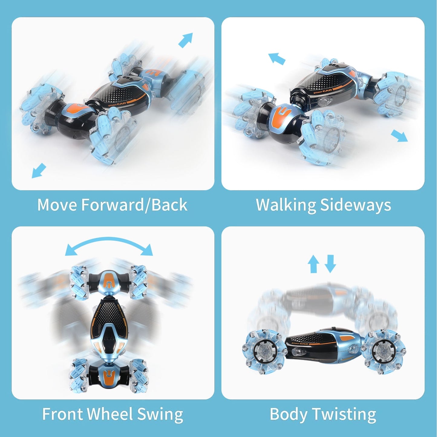 BEEPRINCESS Gesture Sensing RC Stunt Car Toys, 2.4Ghz 4WD Controlled Drift Twist Car with Music and Lights