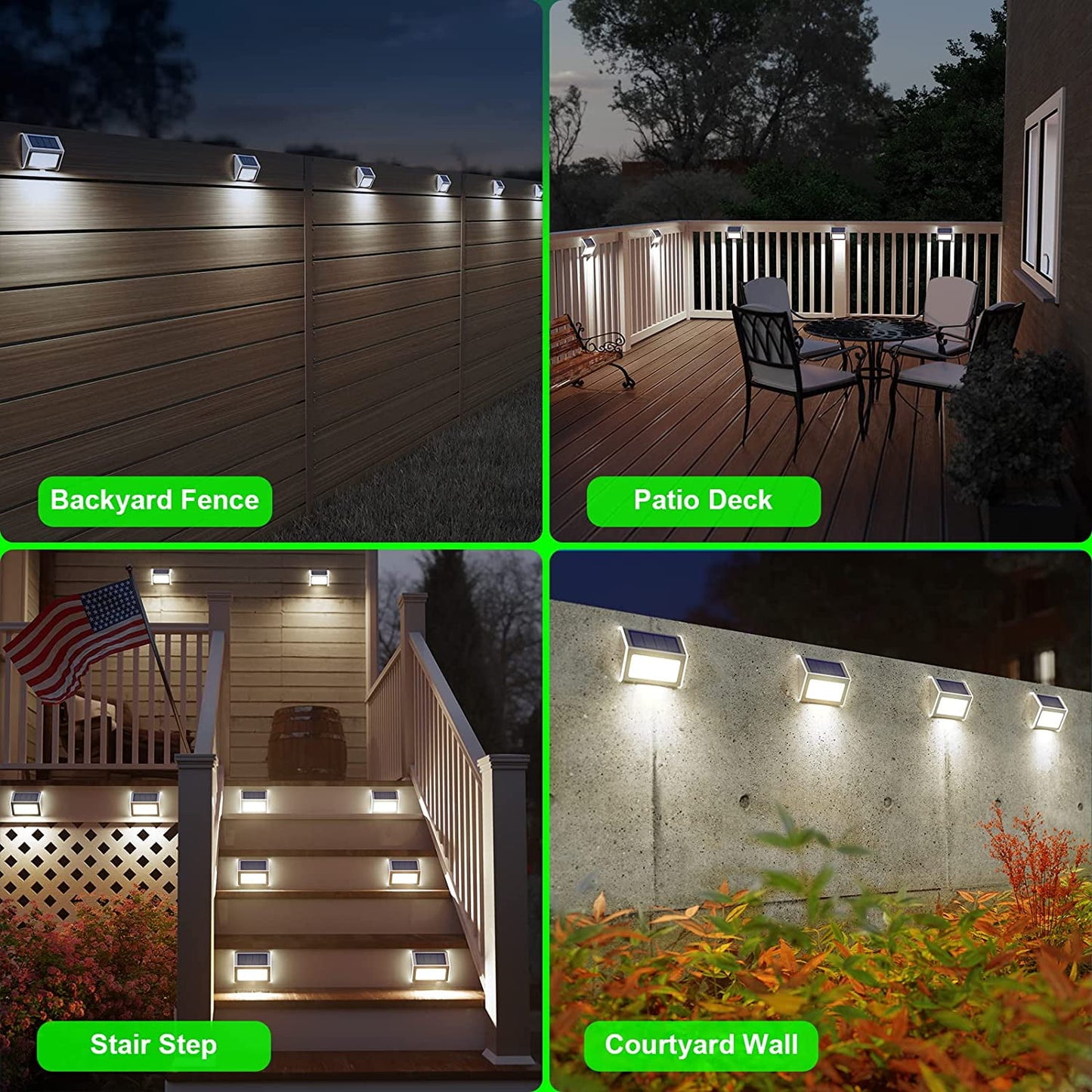 BEEPRINCESS Solar Deck Lights - Solar Outdoor Lights Waterproof, Solar Powered Outdoor Lights Step Lights for Garden Backyard Patio Yard Wall Stair Step Railing Post Lamp Lighting, Cool White, 6 Pack