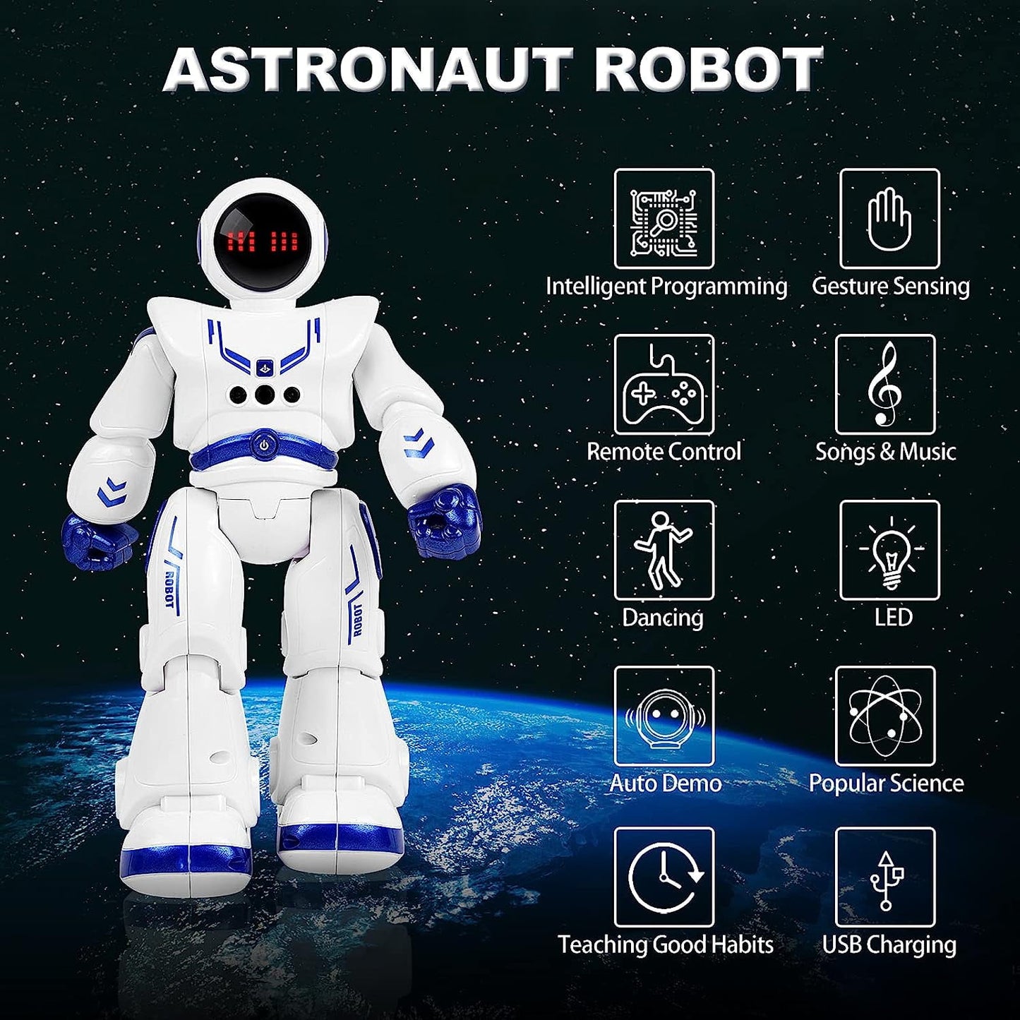 BEEPRINCESS RC Robot Toys, Rechargeable Gesture Sensing Intelligent Programmable Smart Robot Toys for Kids 3-8 Years