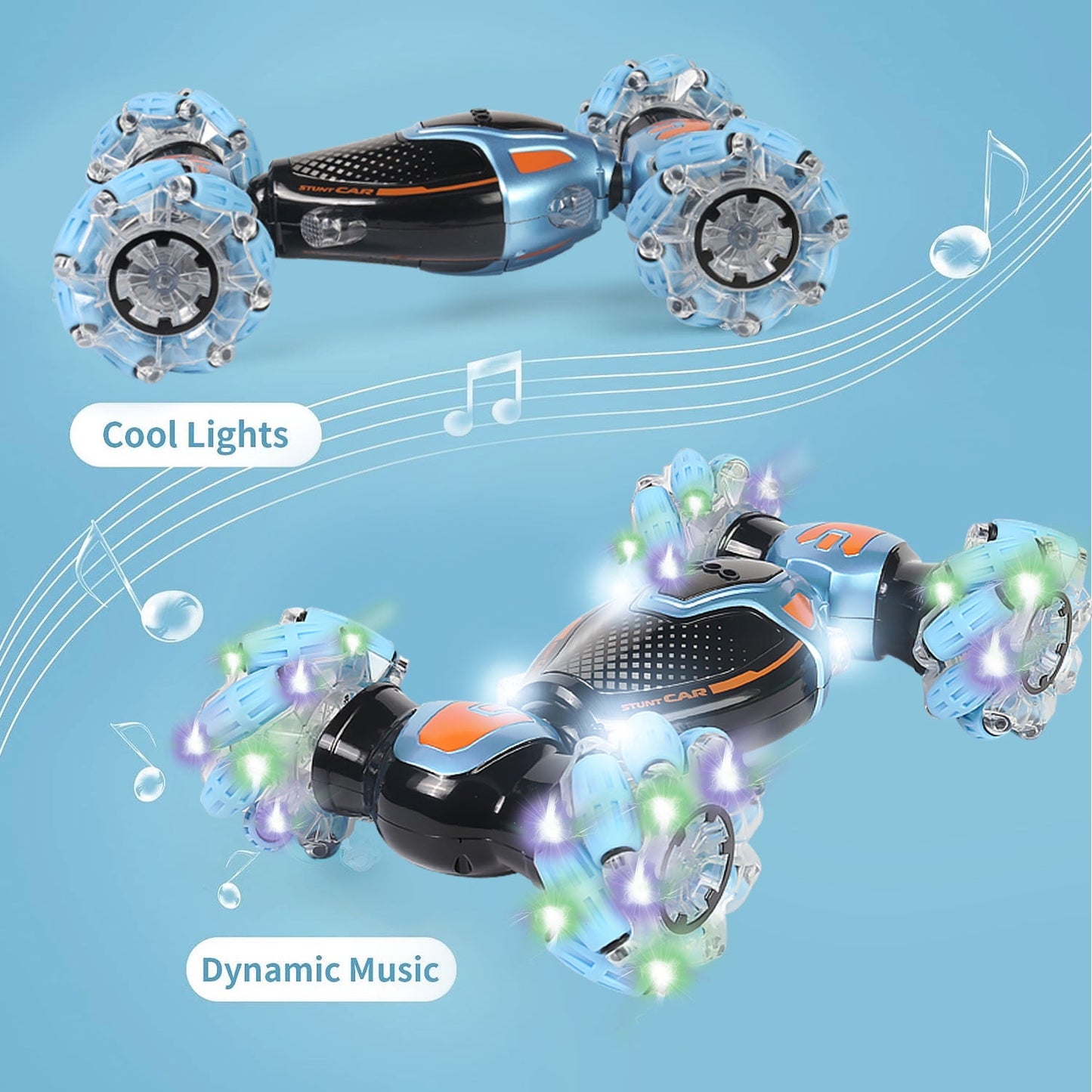BEEPRINCESS Gesture Sensing RC Stunt Car Toys, 2.4Ghz 4WD Controlled Drift Twist Car with Music and Lights