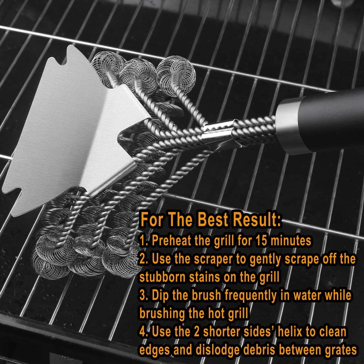 BEEPRINCESS Grill Brush and Scraper Bristle Free – Safe BBQ Brush for Grill – 16.5'' Stainless Grill Grate Cleaner for Porcelain/Weber Gas/Charcoal Grill – Gifts for Grill Wizard