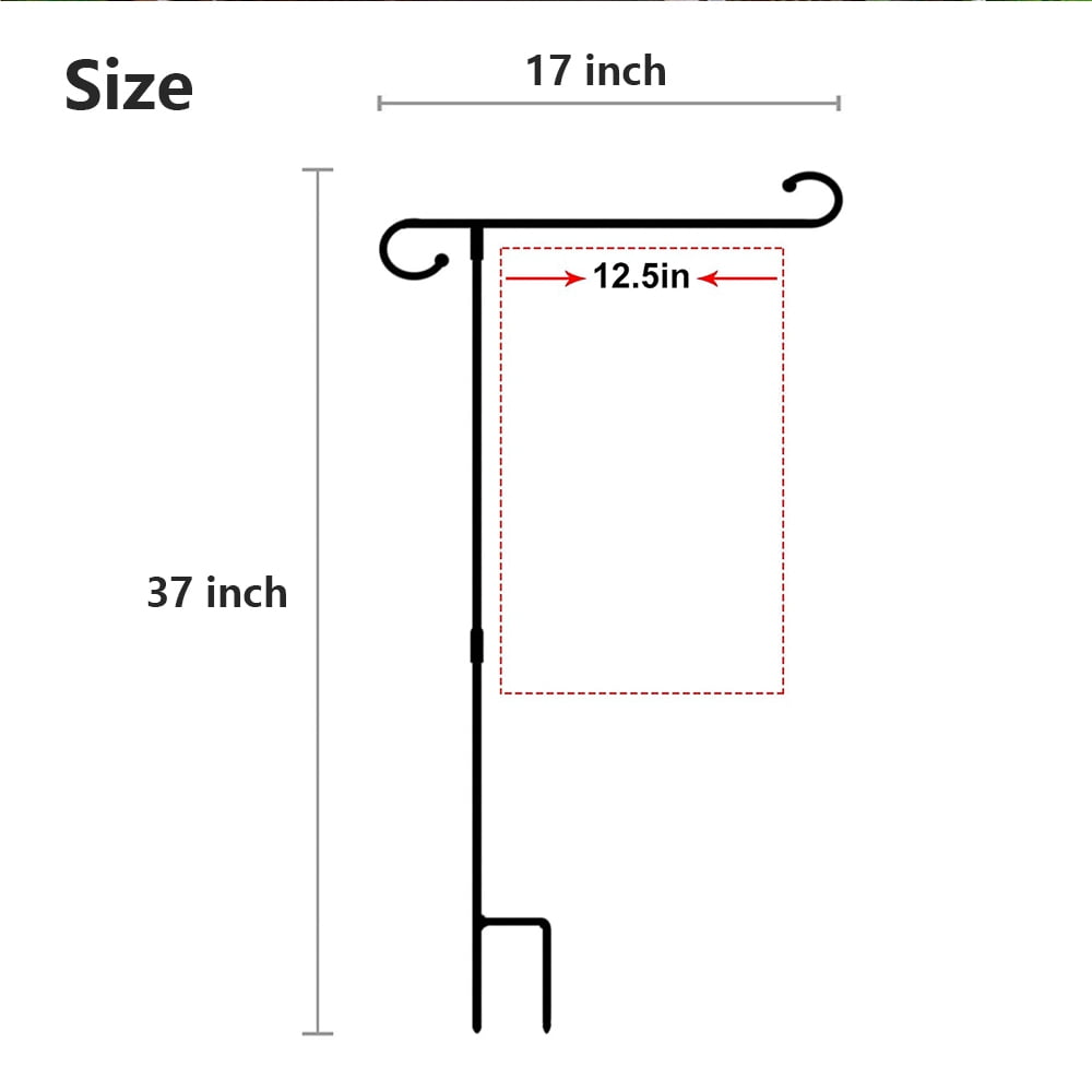 BEEPRINCESS Garden Flag Holder Stand, Premium Garden Flag Pole Holder Metal Powder-Coated Weather-Proof Paint with one Anti-Wind Clip and two Spring Stoppers without Flag