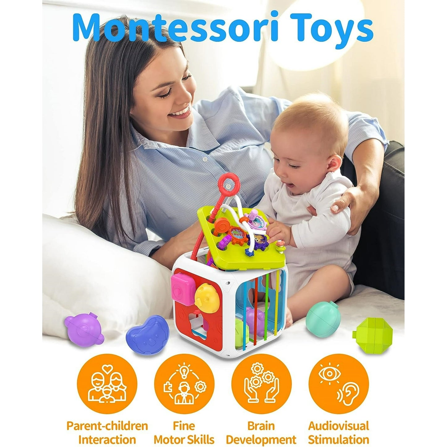 BEEPRINCESS 7-in-1 Baby Sensory Montessori Toys for 1 Year Old, Toddler Toys for 1 2 Year Old Boys Girls Birthday Gifts, Baby Toys 6 to 12 Months, Multifunction Learning Education Preschool Toys