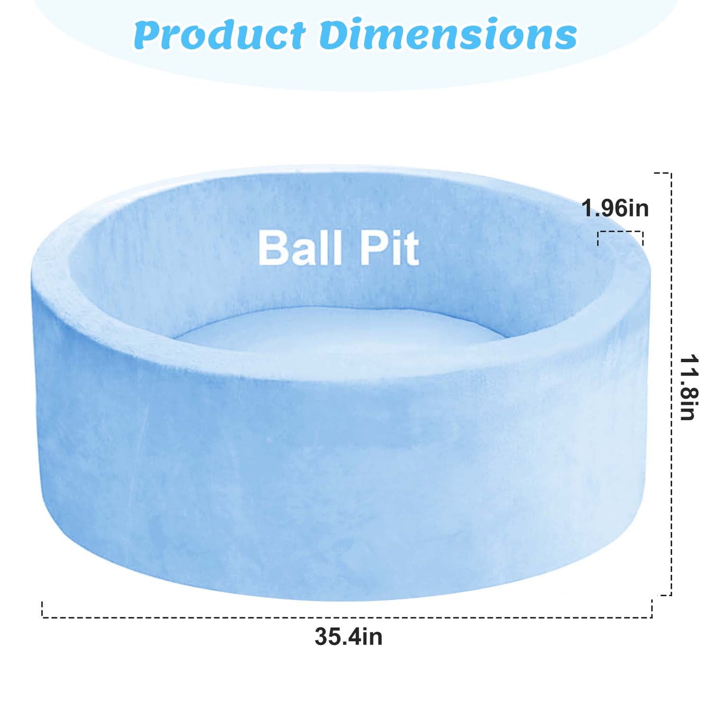 BEEPRINCESS Foam Ball Pit - Soft Play for Baby Infants and Toddlers Ages 1-3, Round Shape, No Balls Included, Blue