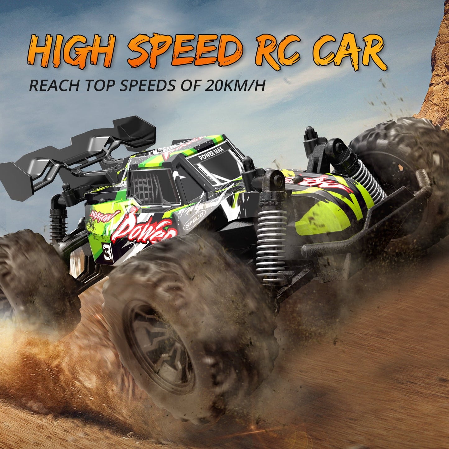 BEEPRINCESS RC Cars, 1:20 Scale Remote Control Car, 25 Km/h 2WD High Speed RC Car, 2.4Ghz All Terrain Hobby RC Racing Car with 2 Rechargeable Batteries