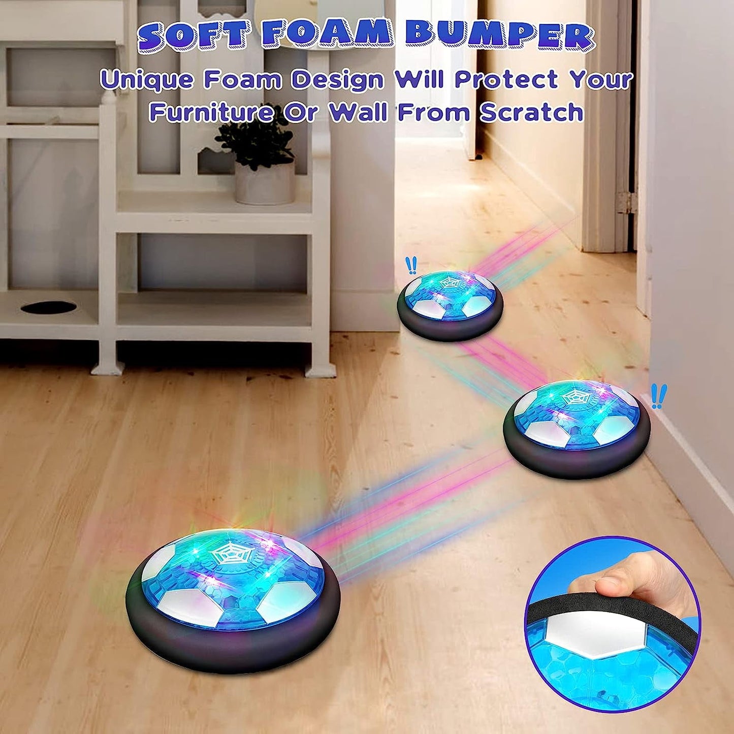 BEEPRINCESS Hover Soccer Ball, 4-in-1 Hover Hockey Ball Bowling Set for Kids, Indoor and Outdoor Sports Games Toys for Kids Ages 3-12, Rechargeable LED Soccer Games Toys for 3-12 Year Old Boys