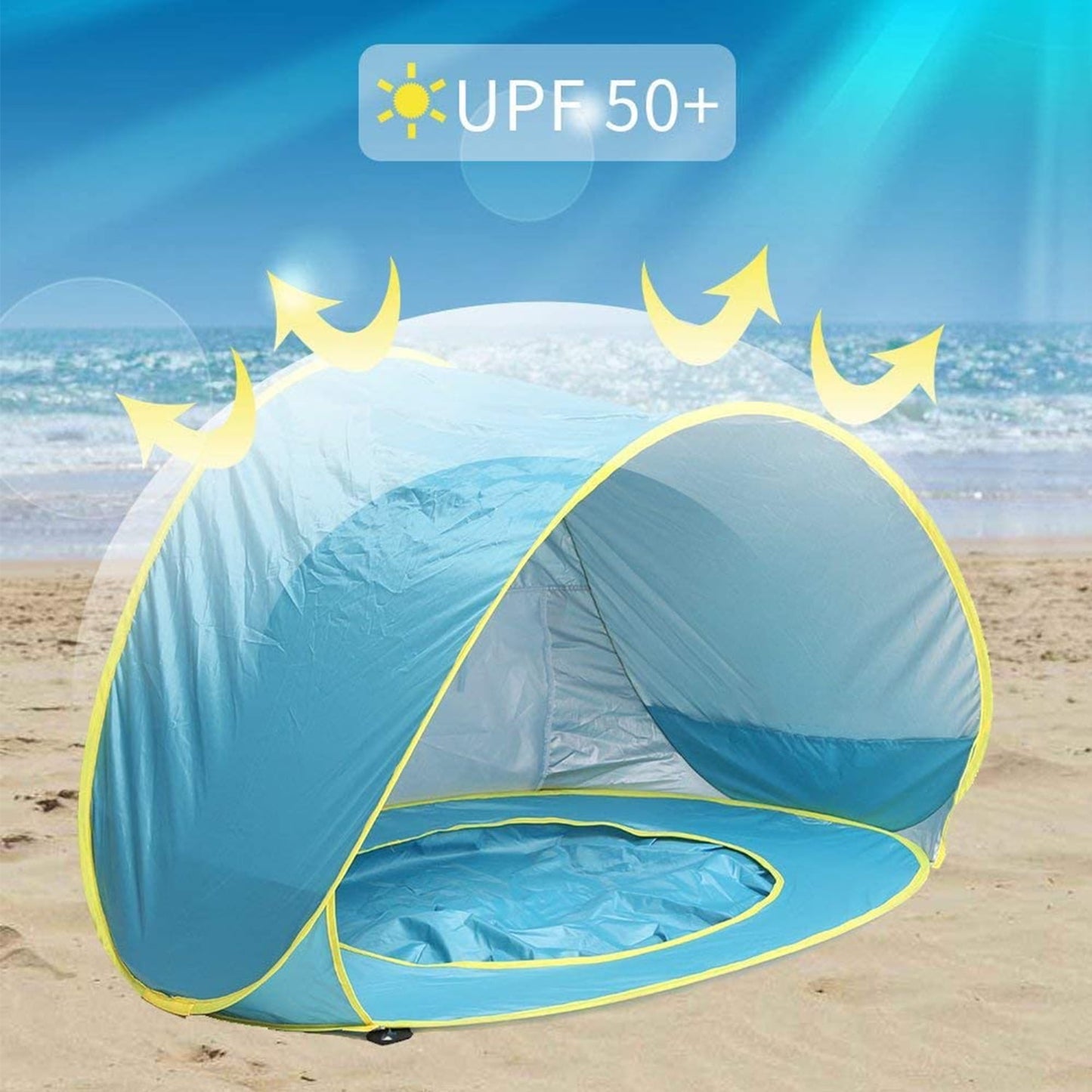 BEEPRINCESS Baby Beach Tent, Pop Up Baby Pool Tent, Summer Sun Shelters Shade, Portable Beach Baby Pool for Infant Baby
