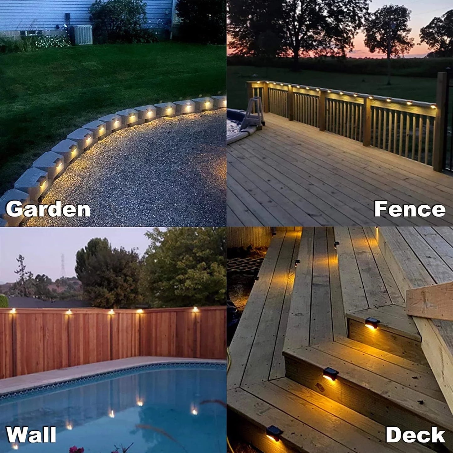 BEEPRINCESS 16 Pack Solar Deck Lights Fence Post Solar Lights for Patio Pool Stairs Step and Pathway, Weatherproof LED Deck Lights Solar Powered Outdoor Lights(Brown - Warm White)